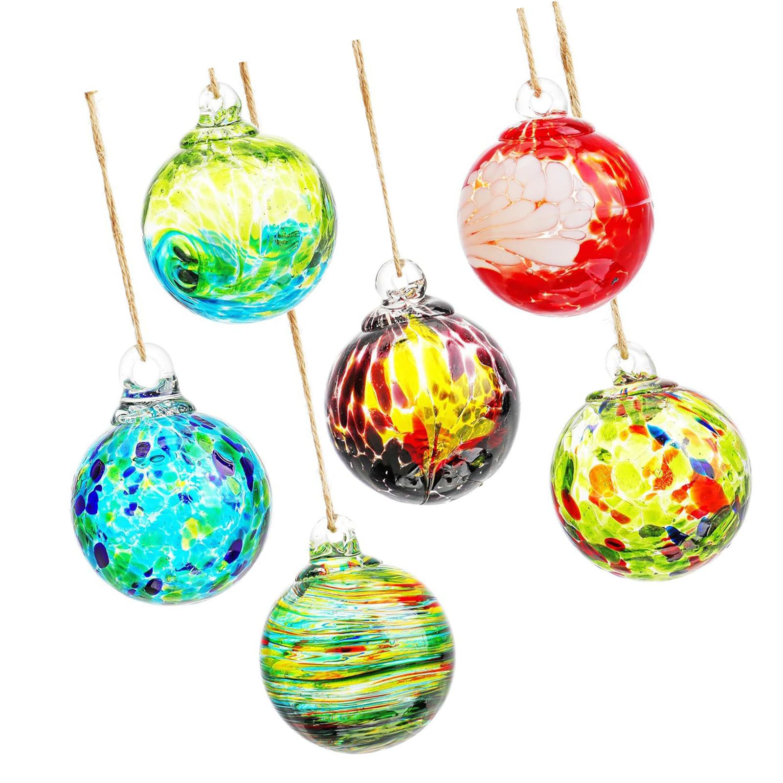 6PCS Hand Blown Glass Ornament Balls Decorative Hanging Gazing Glass view 4