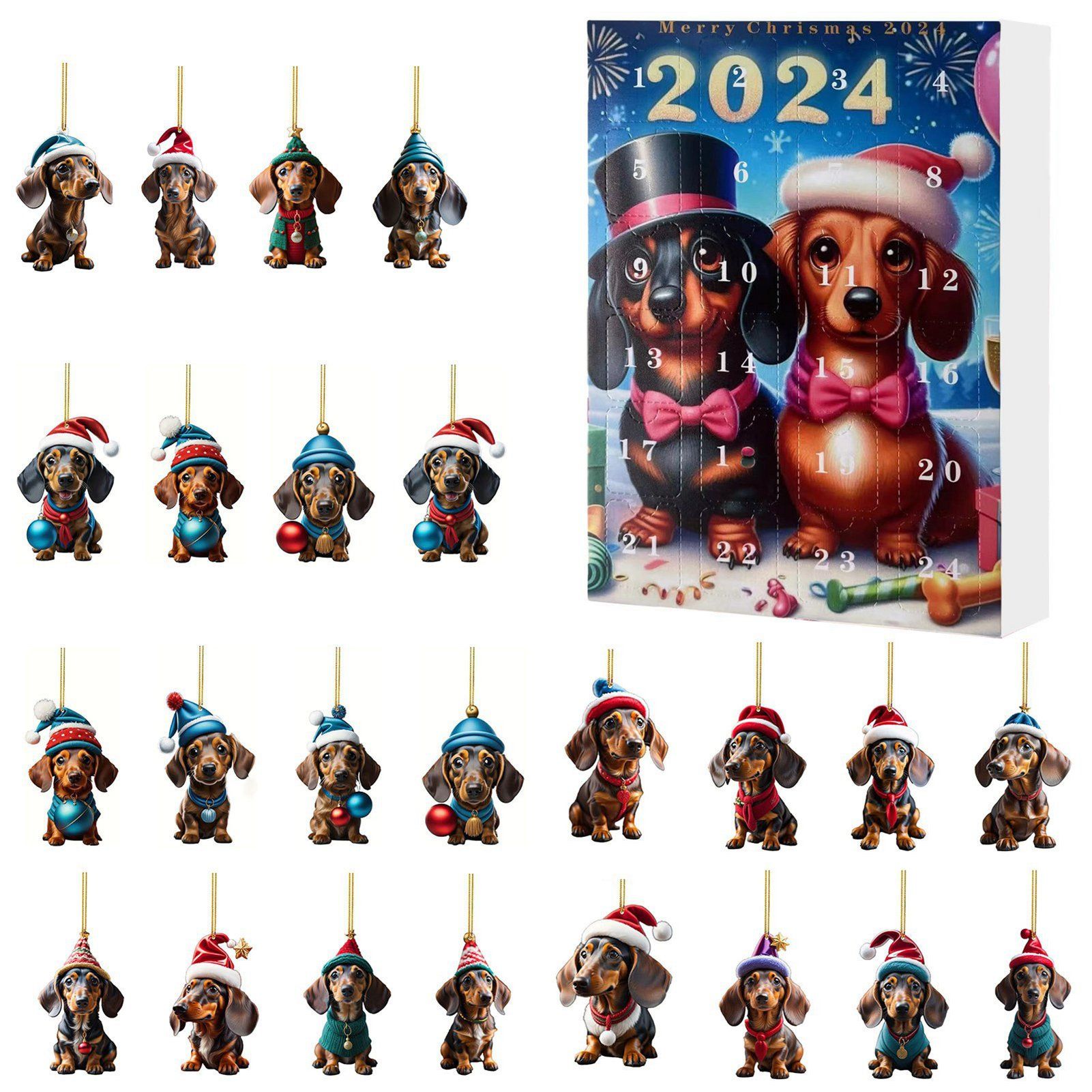 Vacation Advent Calendar Cute Dachshund Pendant 24 Days Xmas Countdown view 2
