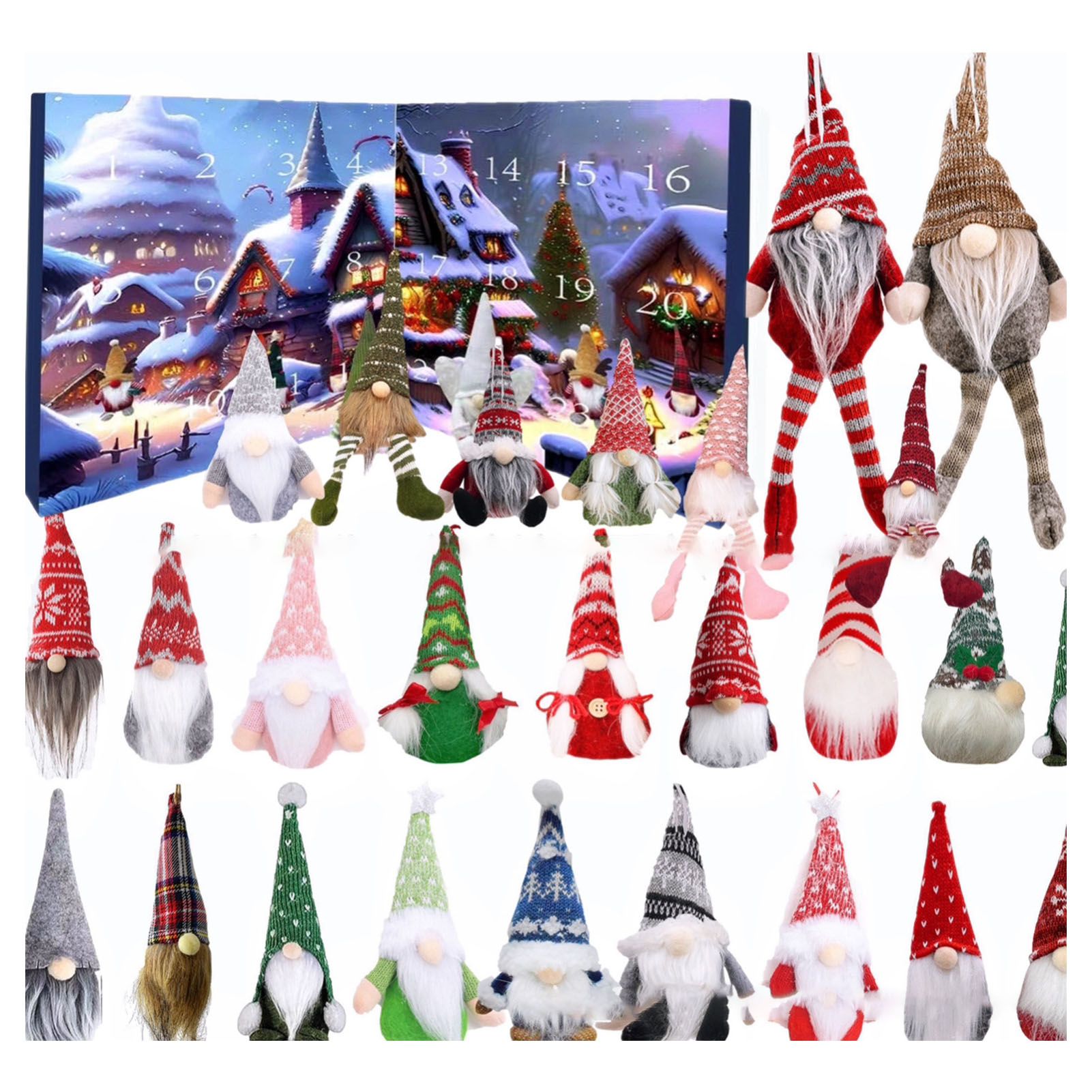 Xmas Gnome Advent Calendar 24 Days Cute Gnome Dolls Countdown To Xmas Calendar view 2