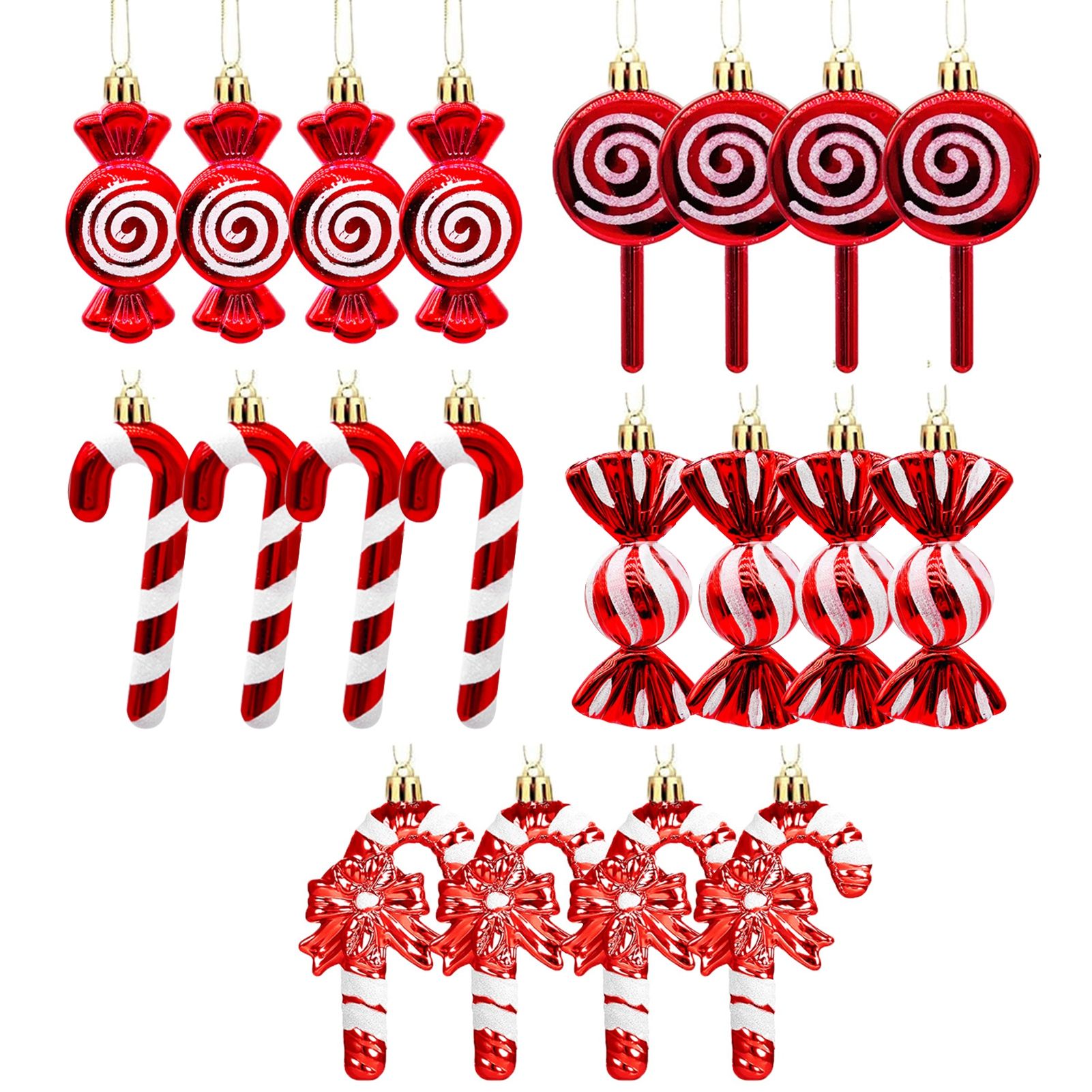 20PCS Hanging Ornaments Red White Candy Cane Pendants for Festival Xmas Tree view 3