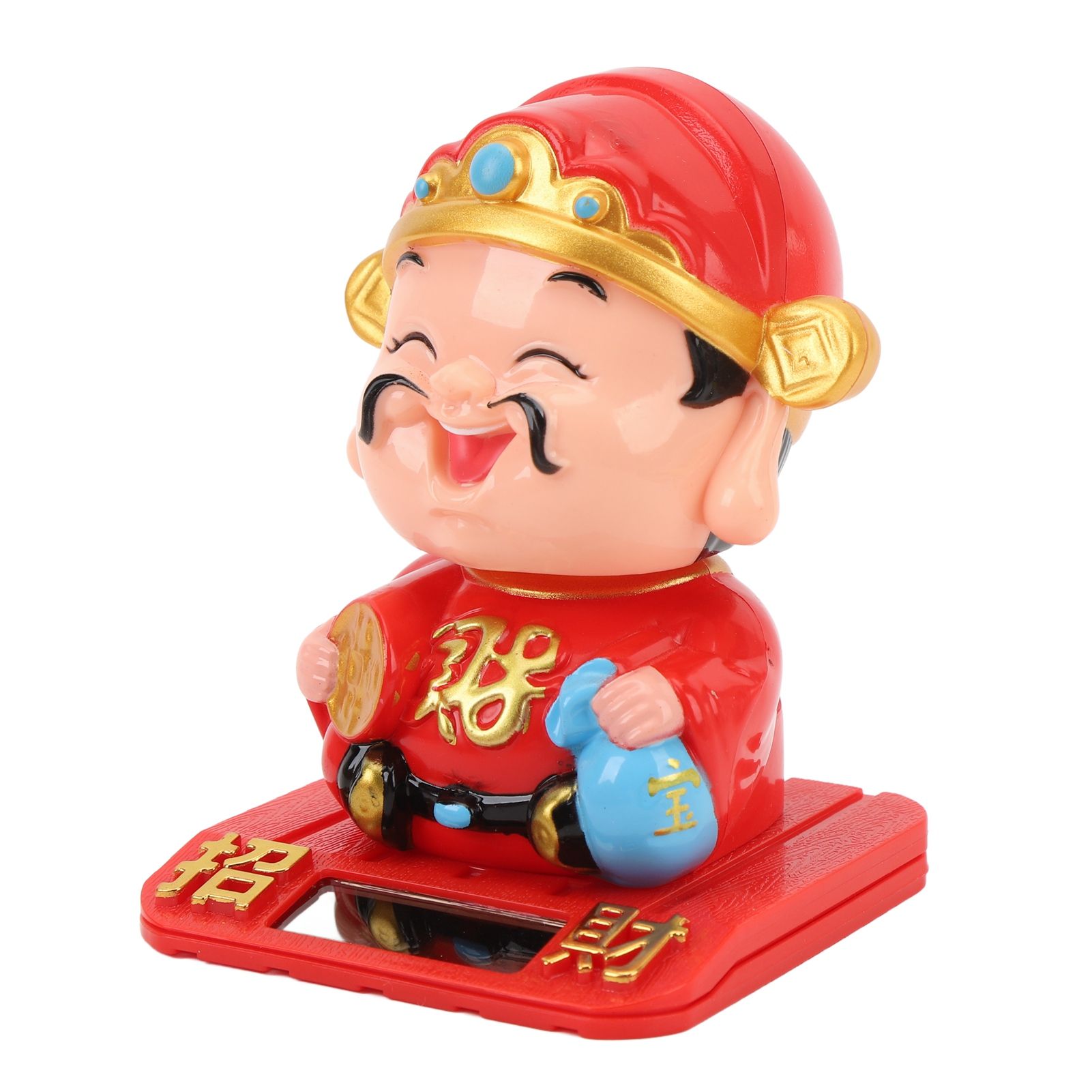 Cai Shen Statue Light Sensing Automatic Nodding Cai Shen Figurine for Office — image 1
