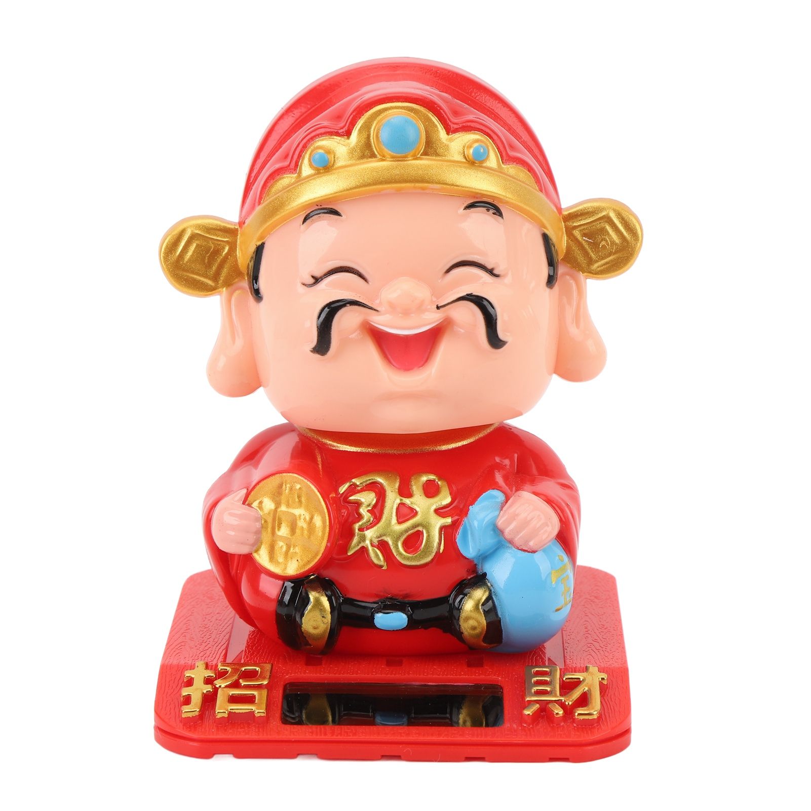 Cai Shen Statue Light Sensing Automatic Nodding Cai Shen Figurine for Office view 3