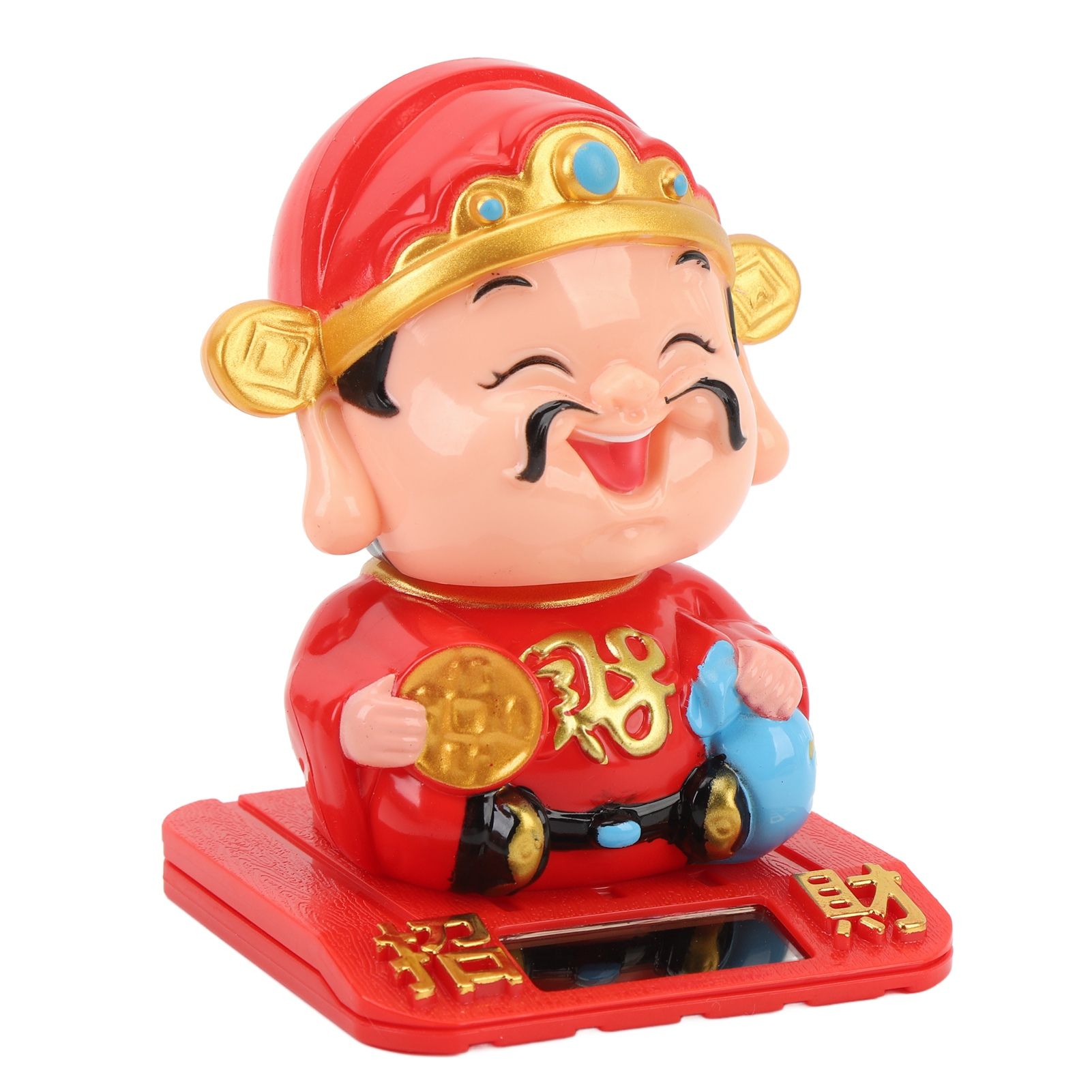 Cai Shen Statue Light Sensing Automatic Nodding Cai Shen Figurine for Office view 4
