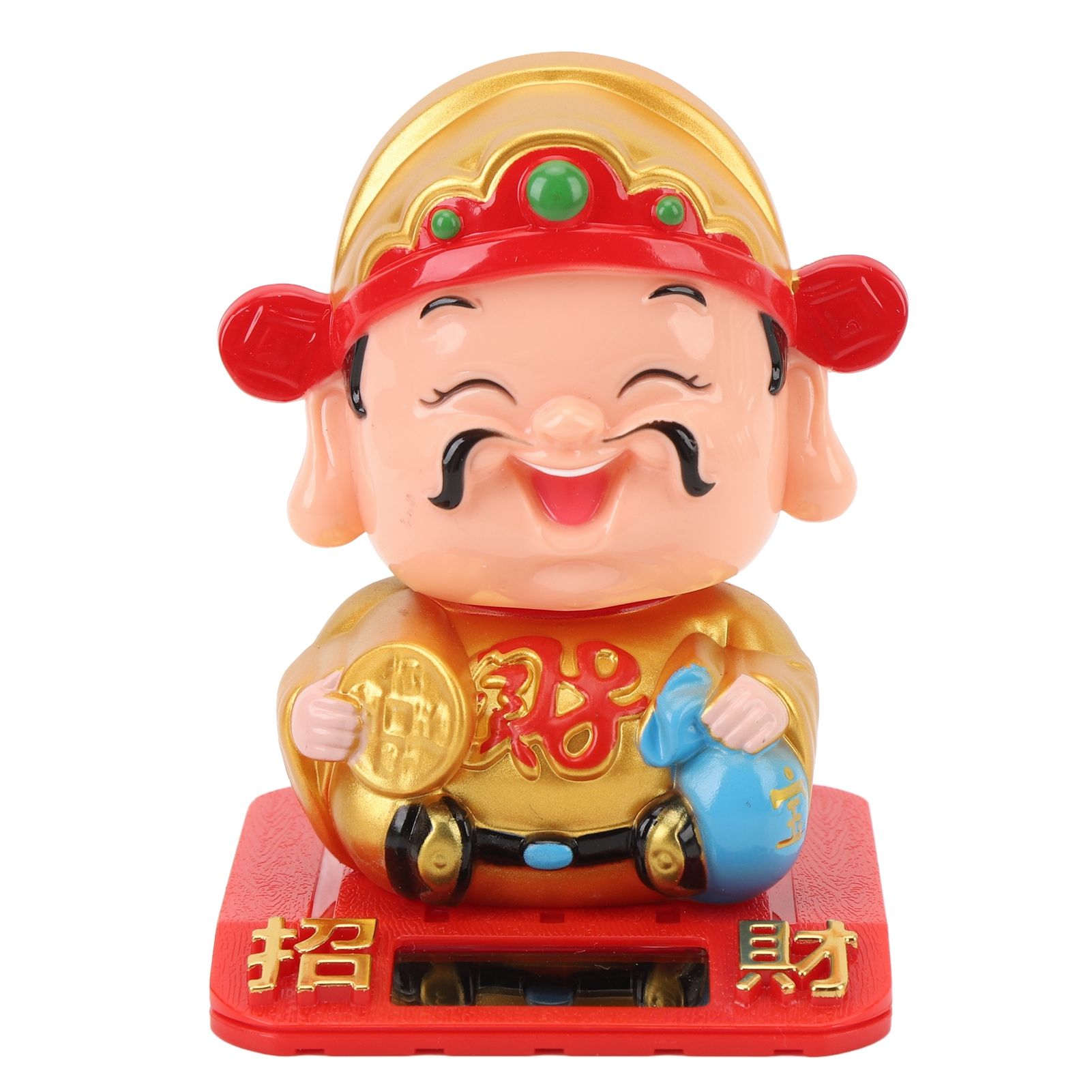 Cai Shen Statue Light Sensing Automatic Nodding Cai Shen Figurine for Office view 3