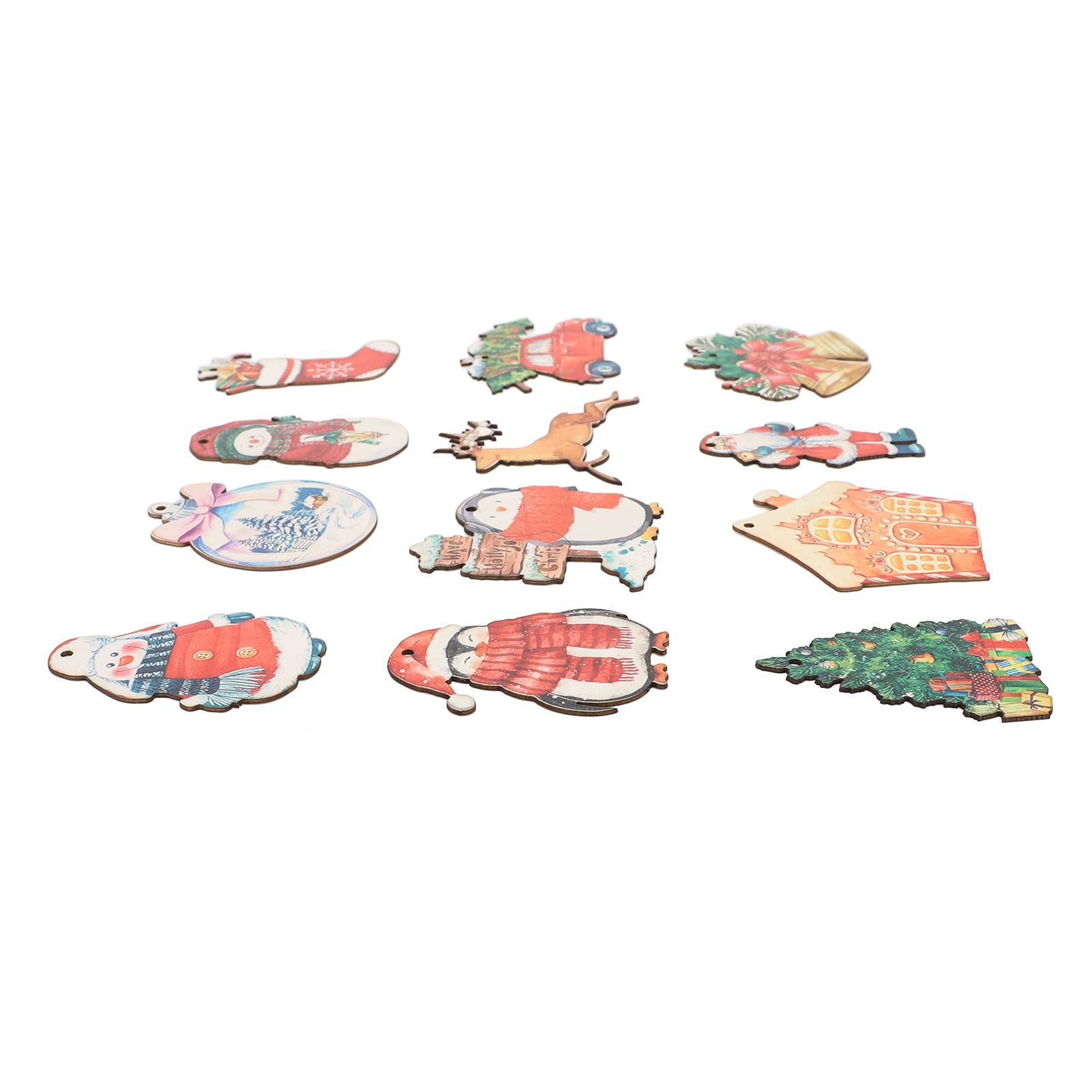 36pcs Xmas Hanging Ornaments Cute Wooden Snowman Elk Xmas Bell Hanging view 7
