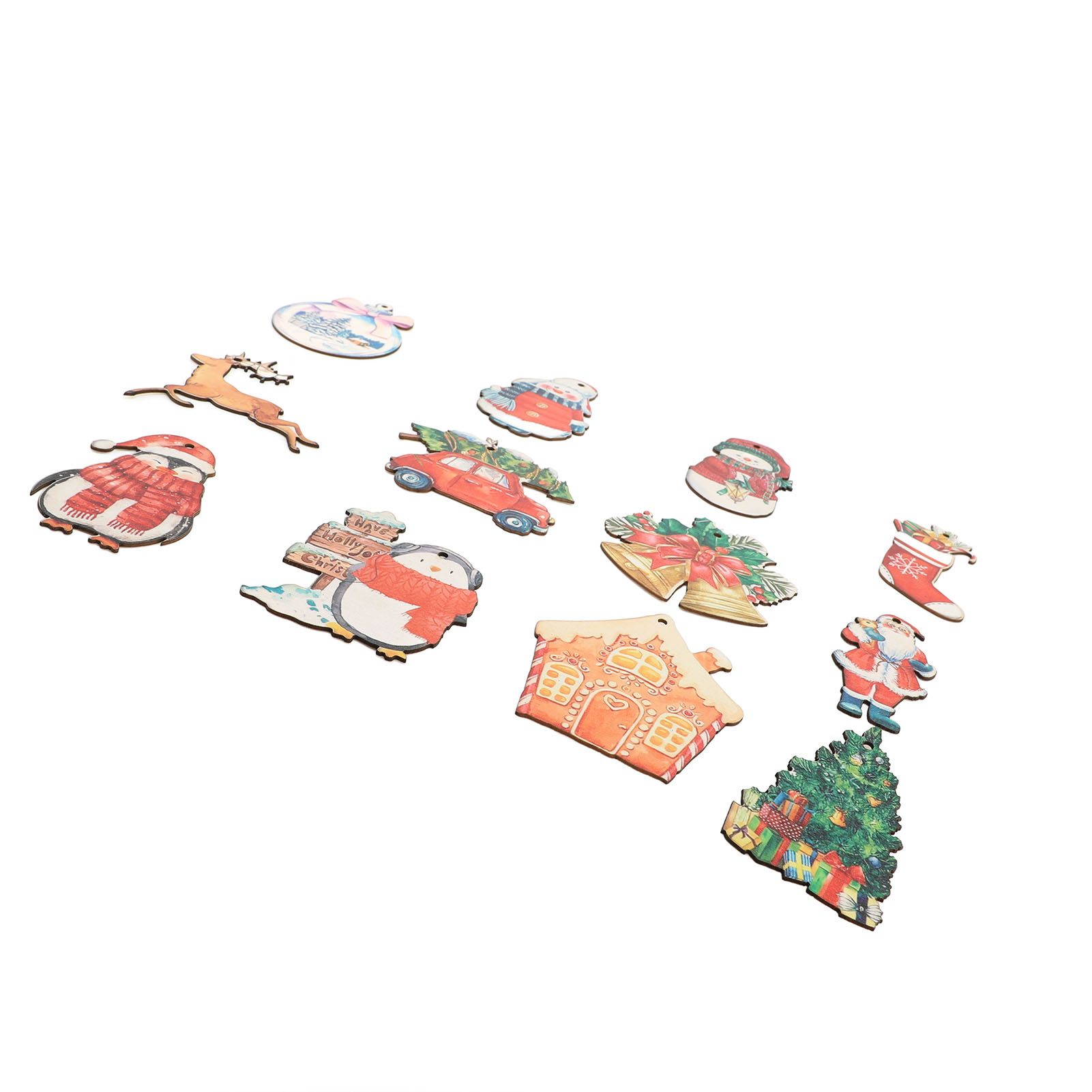 36pcs Xmas Hanging Ornaments Cute Wooden Snowman Elk Xmas Bell Hanging view 10