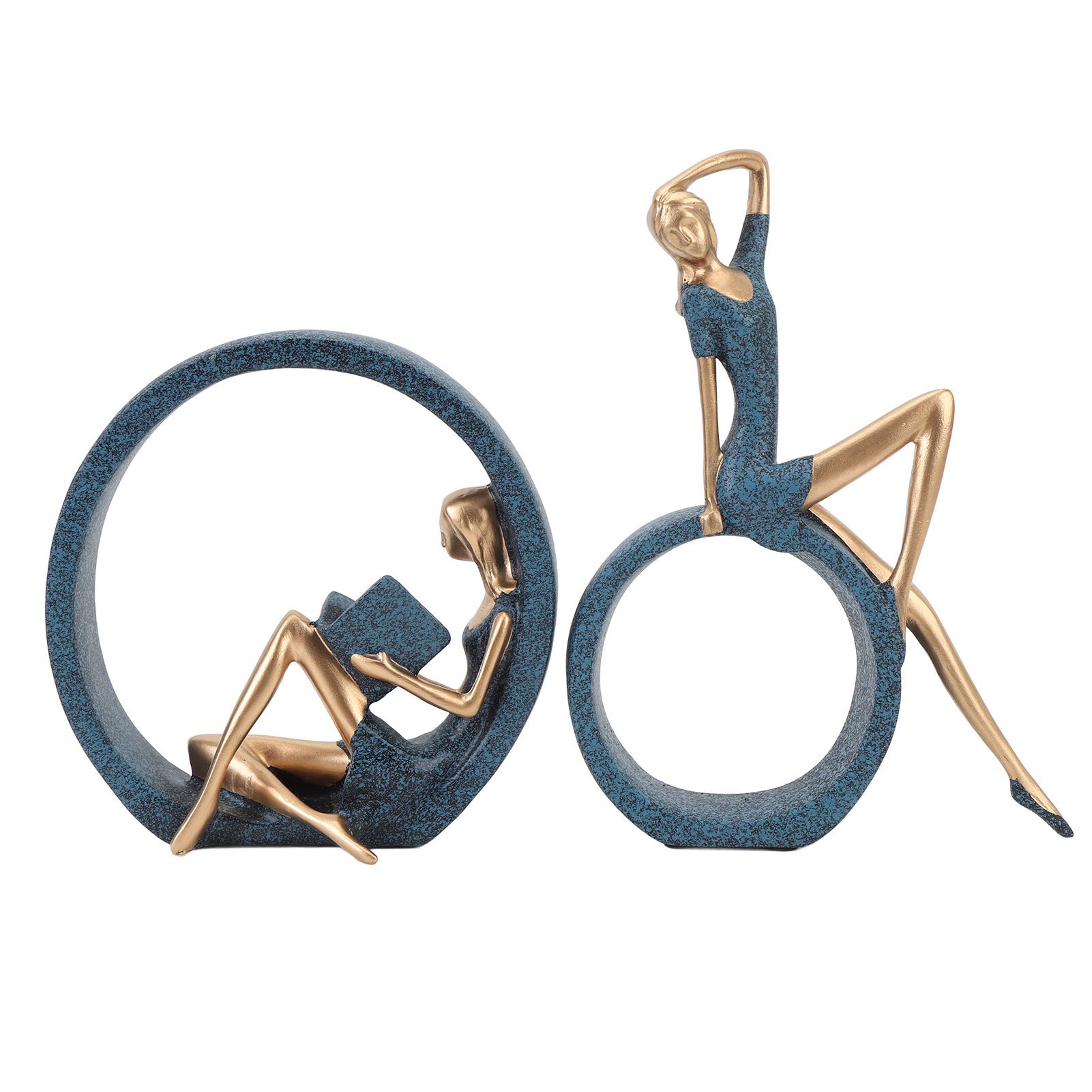 2PCS Resin Figurines Reading A Book Yoga Girl Modern Aesthetic Art Sculptures view 3