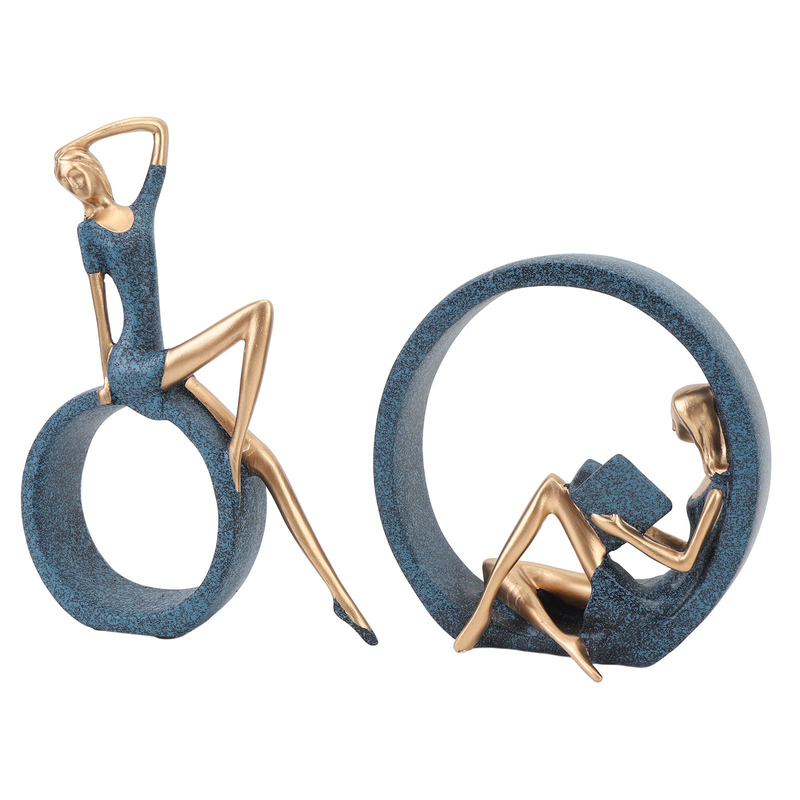 2PCS Resin Figurines Reading A Book Yoga Girl Modern Aesthetic Art Sculptures view 4