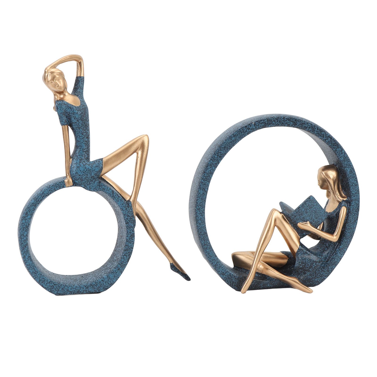 2PCS Resin Figurines Reading A Book Yoga Girl Modern Aesthetic Art Sculptures view 6