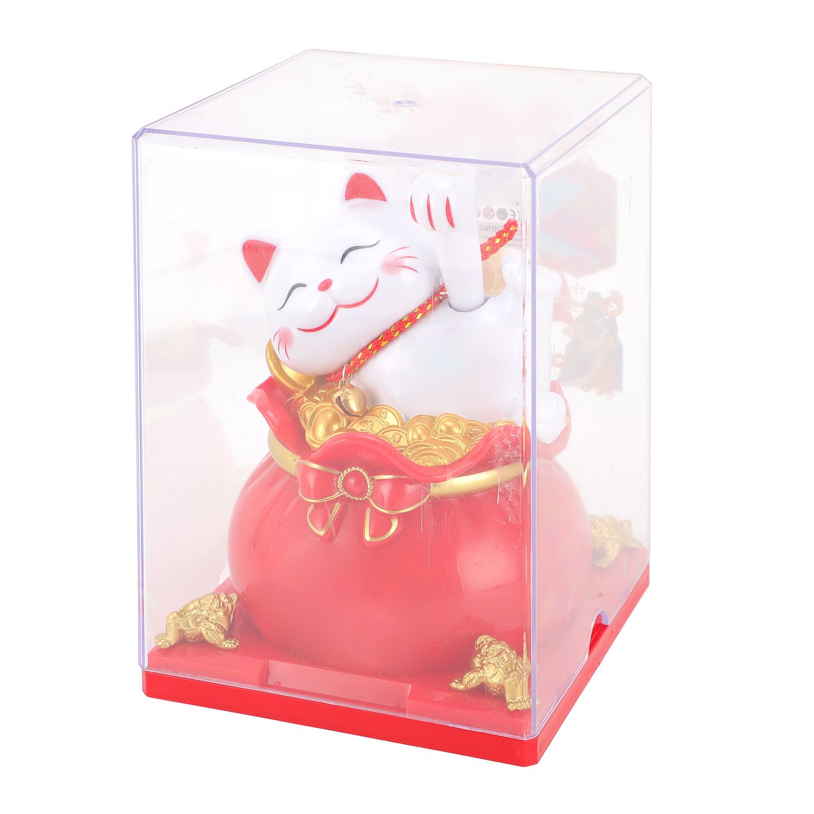 Lucky Cat Waving Arm ABS Solar Powered Light Induction Wealth Welcoming