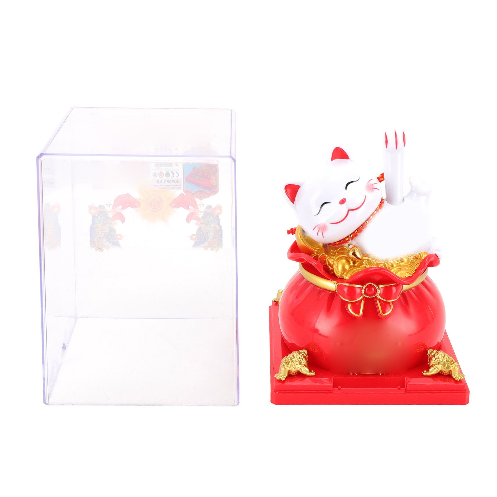 Lucky Cat Waving Arm ABS Solar Powered Light Induction Wealth Welcoming view 3