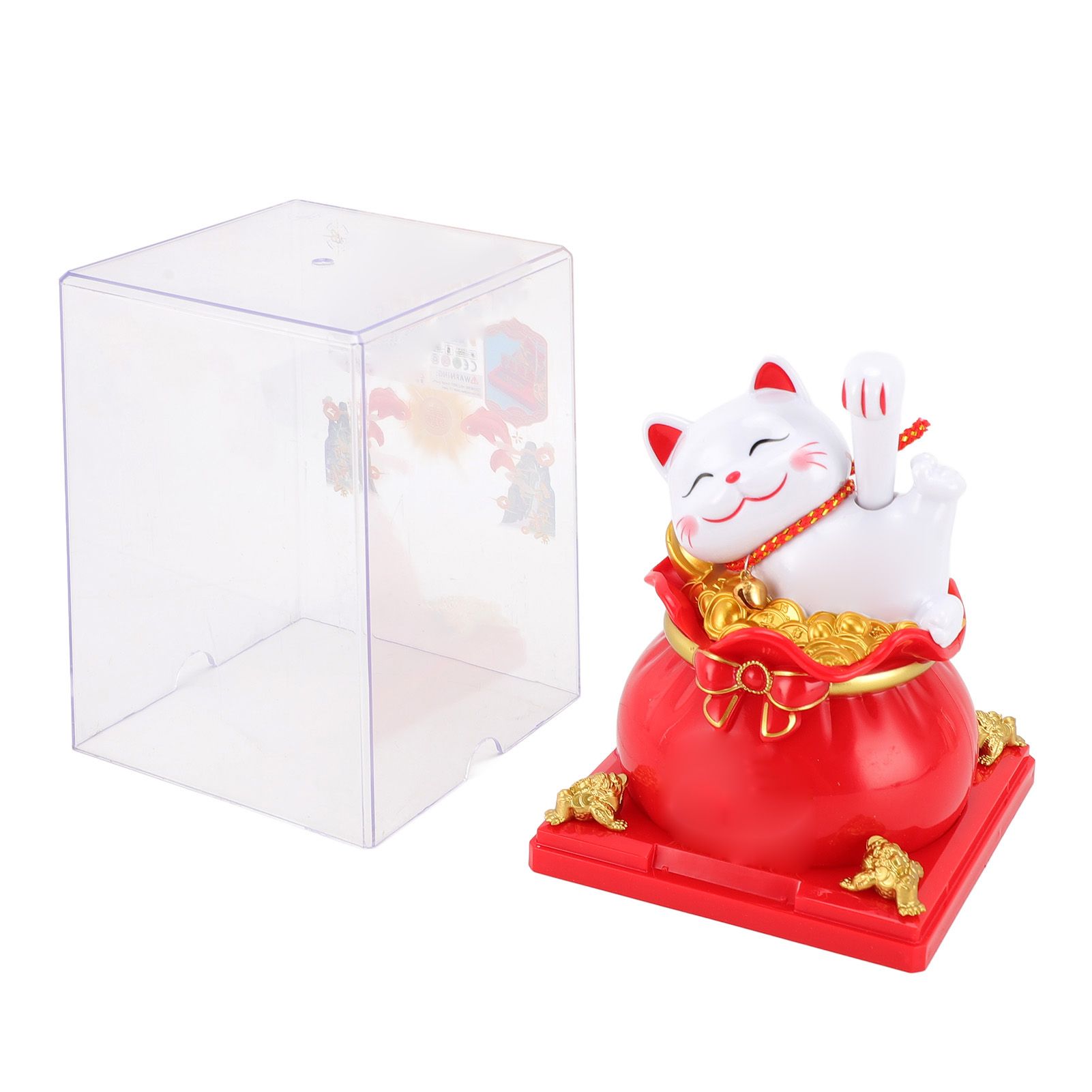 Lucky Cat Waving Arm ABS Solar Powered Light Induction Wealth Welcoming view 8