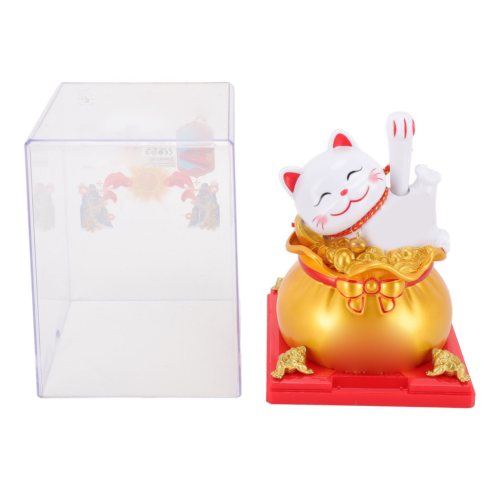 Lucky Cat Waving Arm ABS Solar Powered Light Induction Wealth Welcoming view 3
