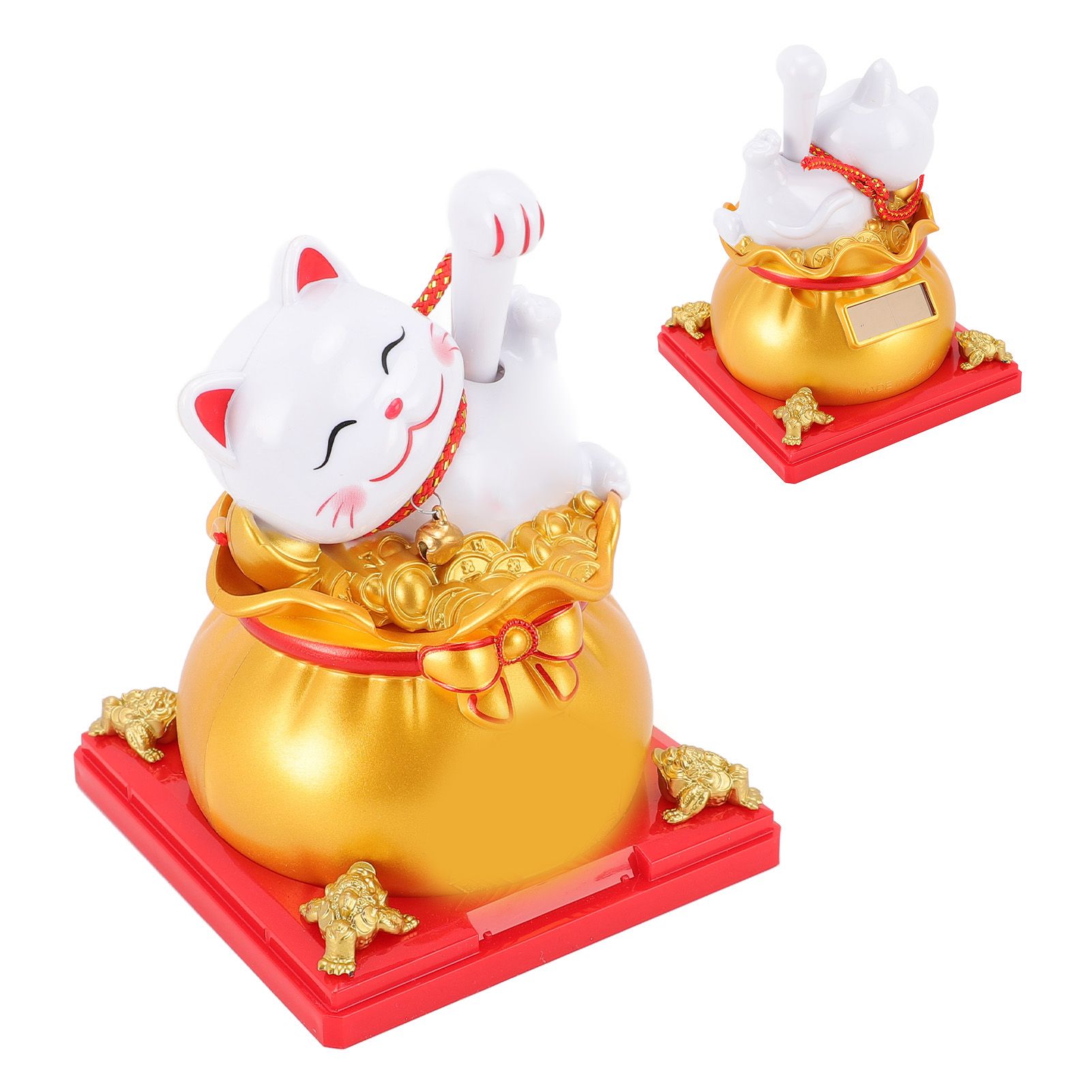 Lucky Cat Waving Arm ABS Solar Powered Light Induction Wealth Welcoming view 12