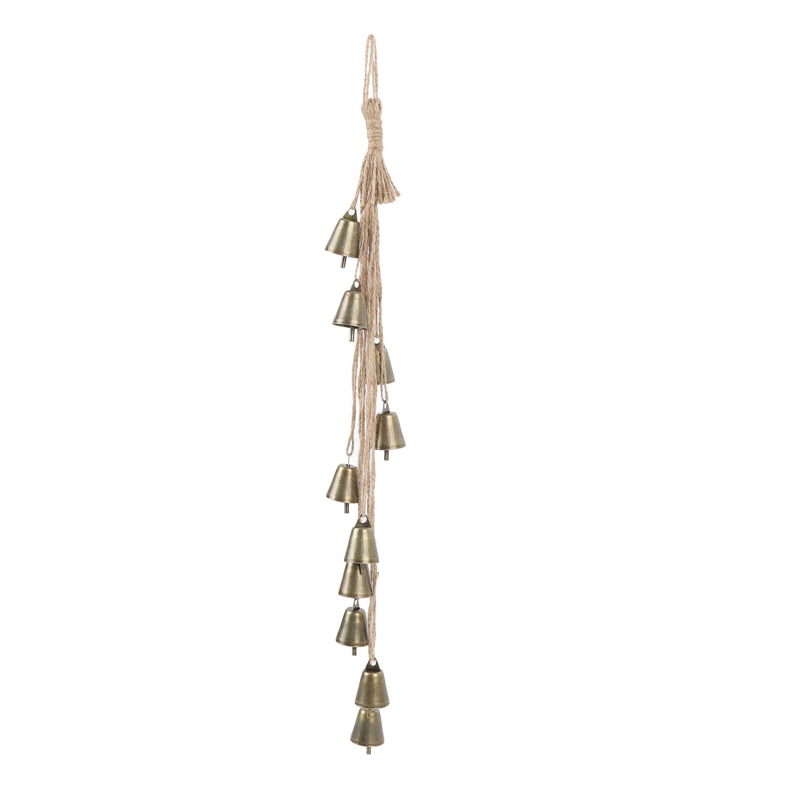 Xmas Decorative Bell Vintage Metal Fade Proof Hemp Rope Copper Bell for — image 1