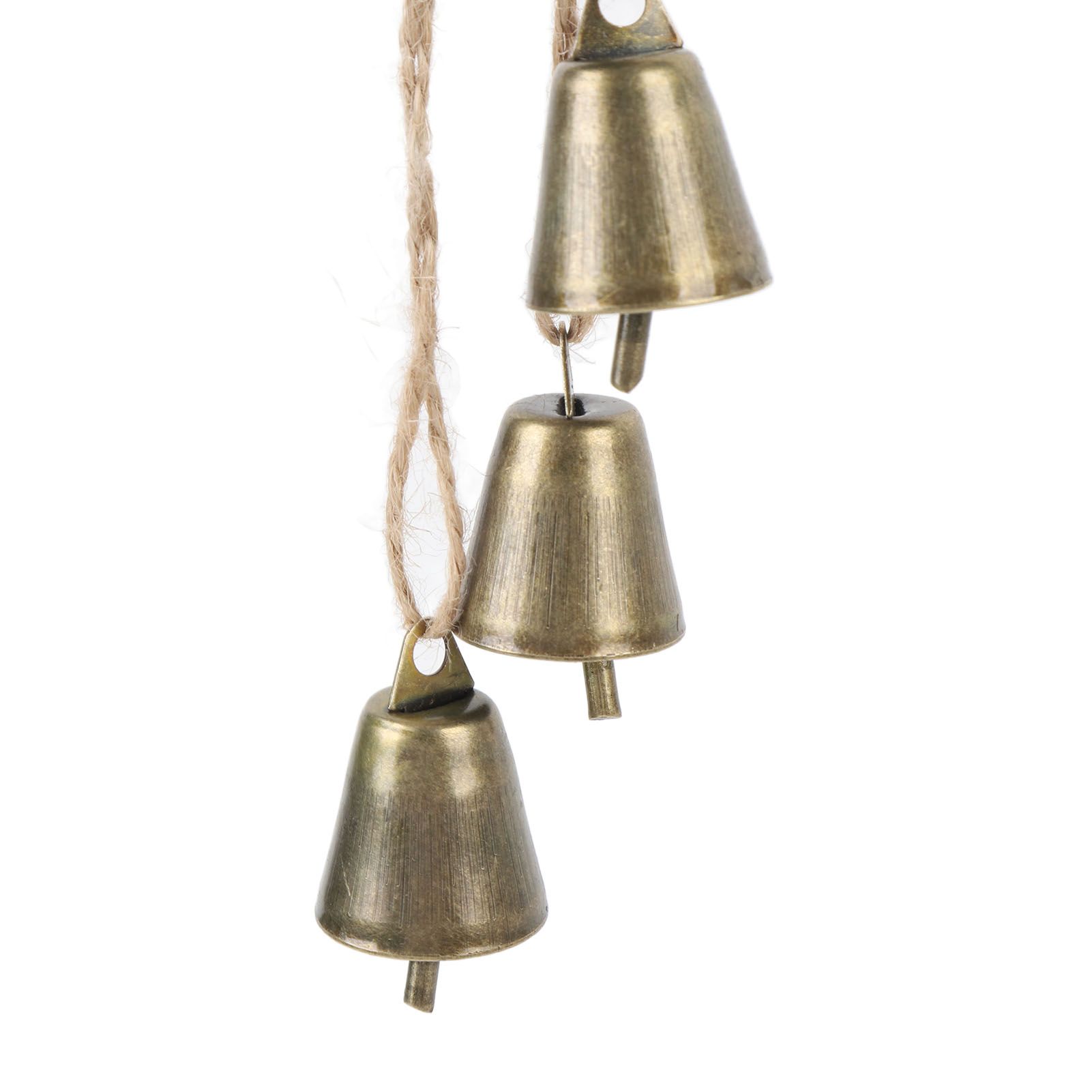 Xmas Decorative Bell Vintage Metal Fade Proof Hemp Rope Copper Bell for view 2