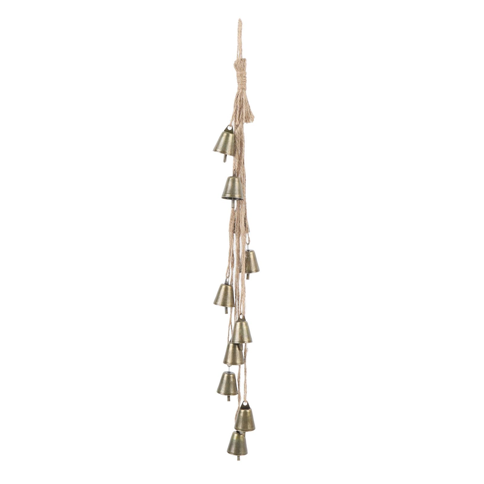 Xmas Decorative Bell Vintage Metal Fade Proof Hemp Rope Copper Bell for view 3