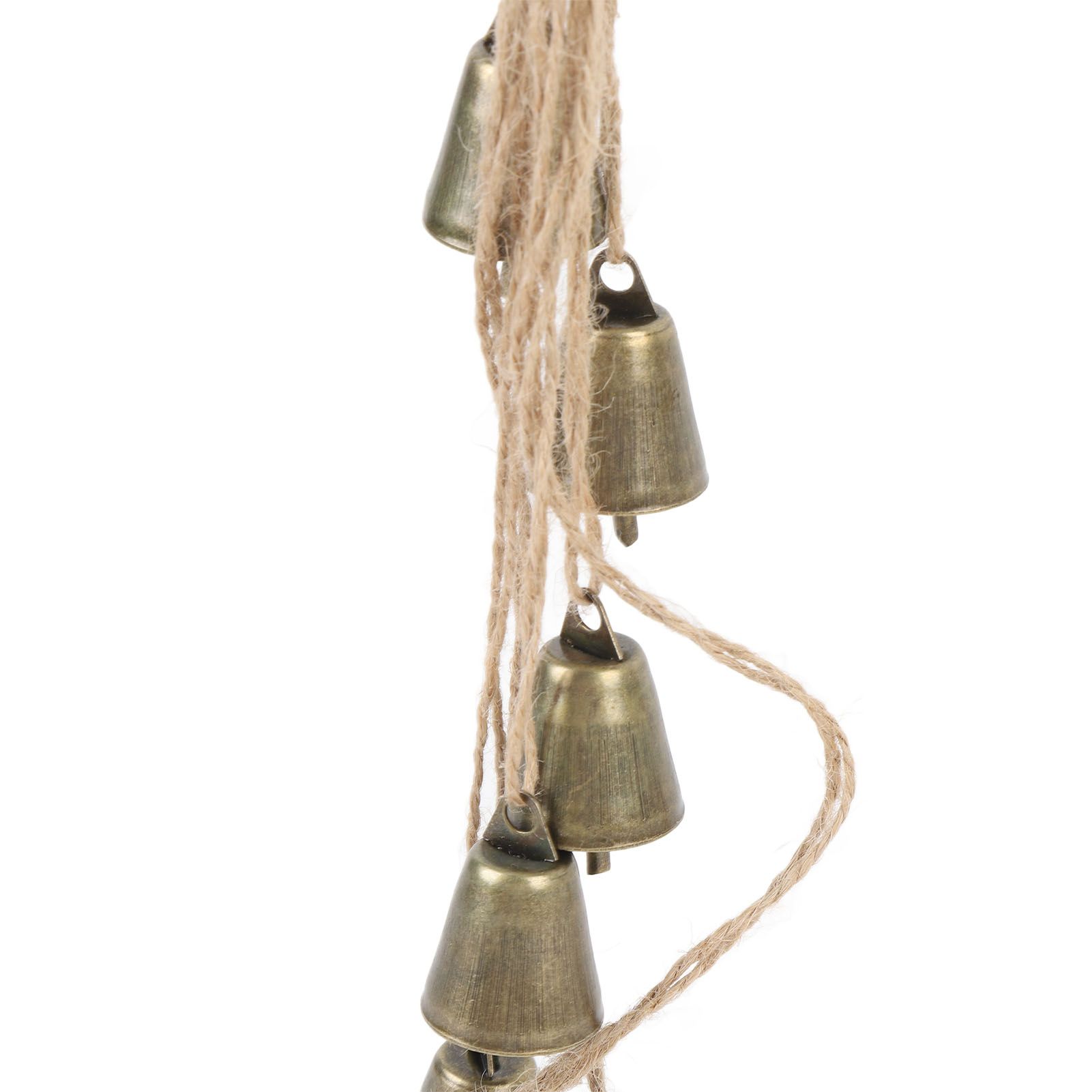 Xmas Decorative Bell Vintage Metal Fade Proof Hemp Rope Copper Bell for view 5