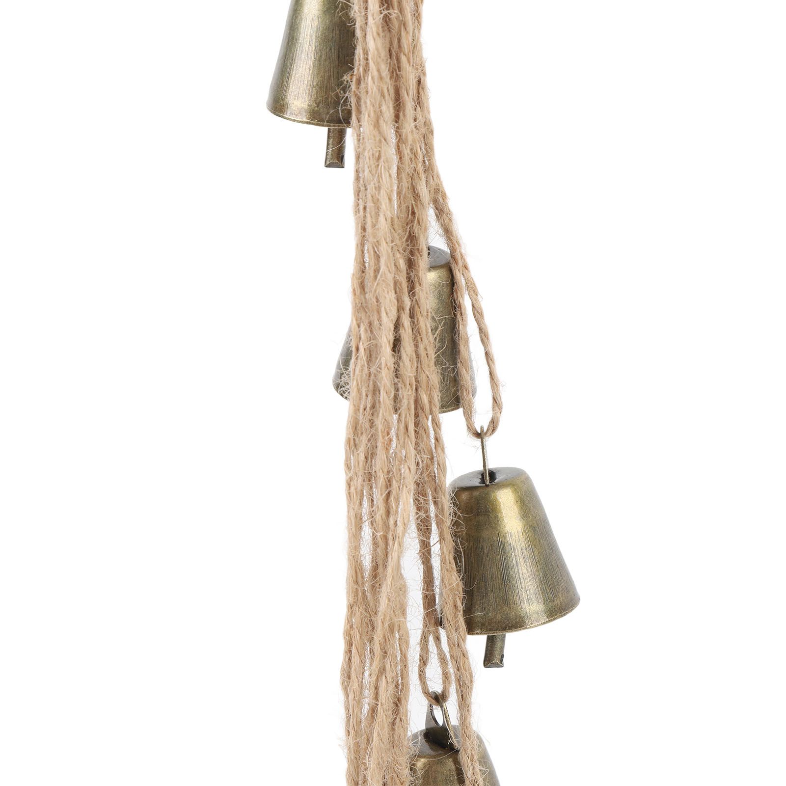Xmas Decorative Bell Vintage Metal Fade Proof Hemp Rope Copper Bell for view 7