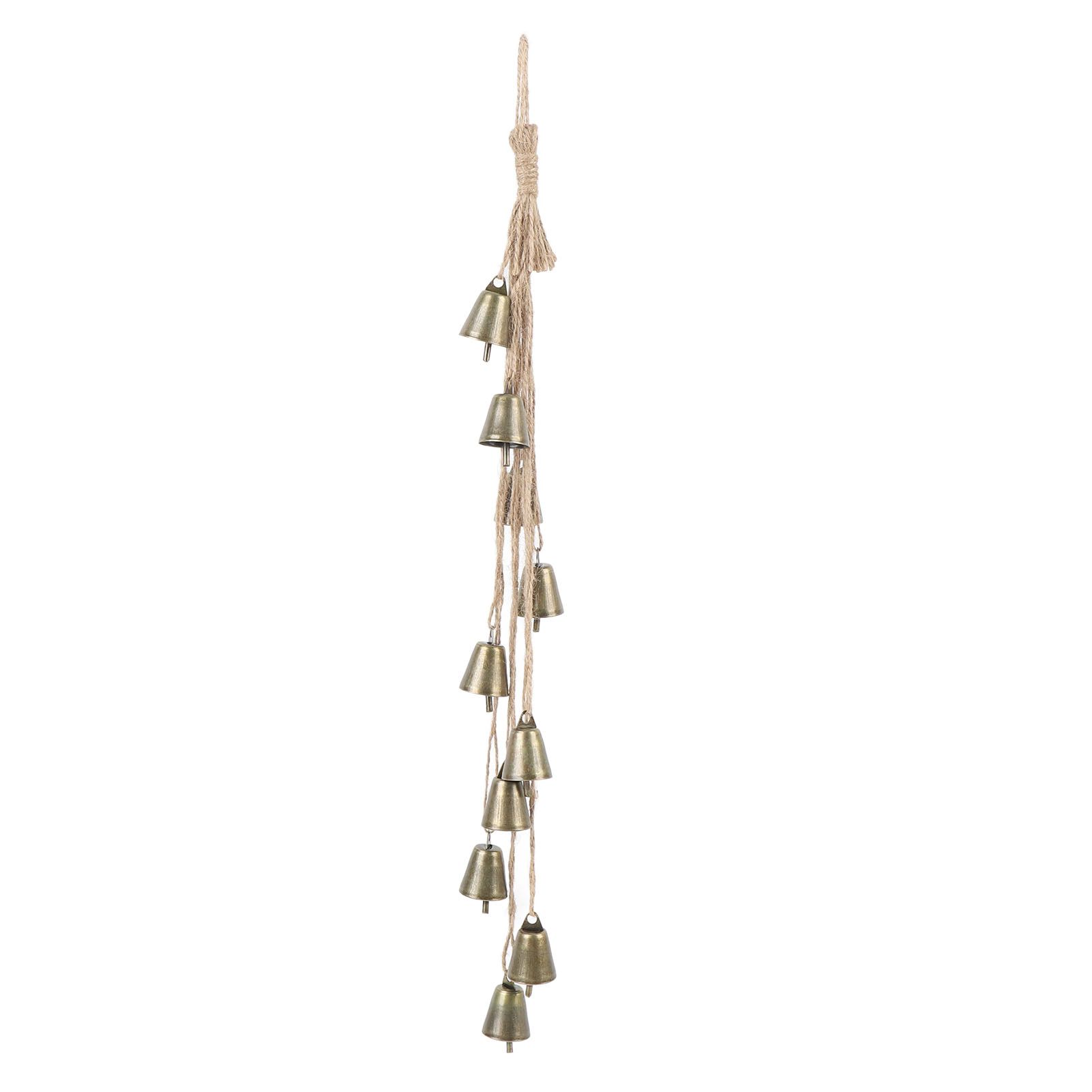 Xmas Decorative Bell Vintage Metal Fade Proof Hemp Rope Copper Bell for view 12