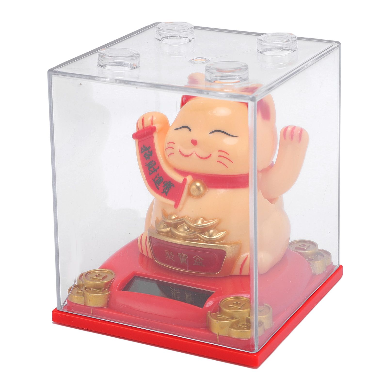 Solar Powered Waving Cat Good Luck Fortune Ornament Lucky Welcoming Decor with — image 1