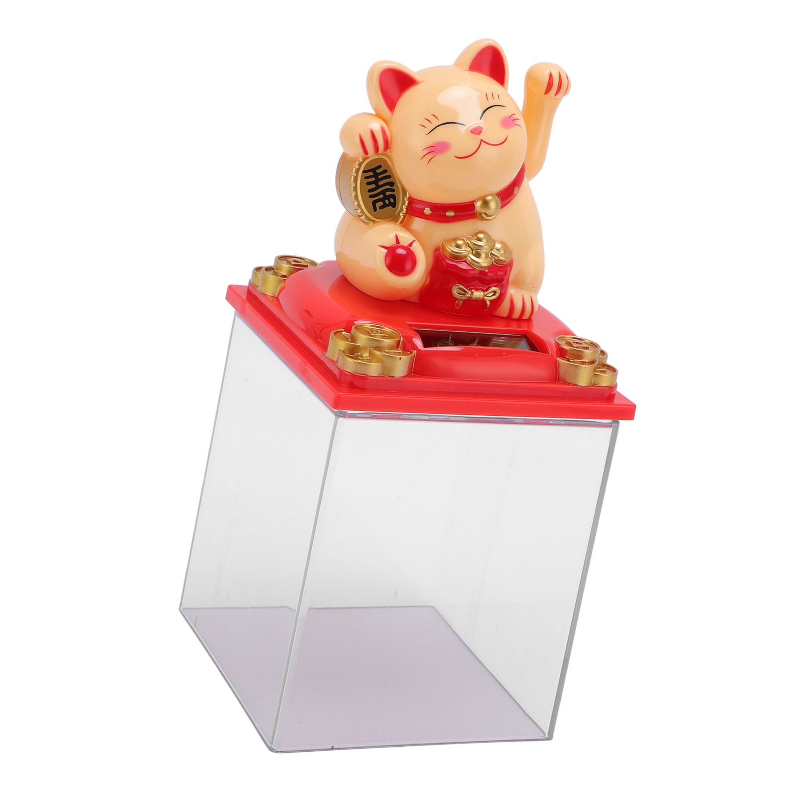 Solar Lucky Cat Statue Light Sensing Waving Arm Fortune Cat Ornament for Desk view 2
