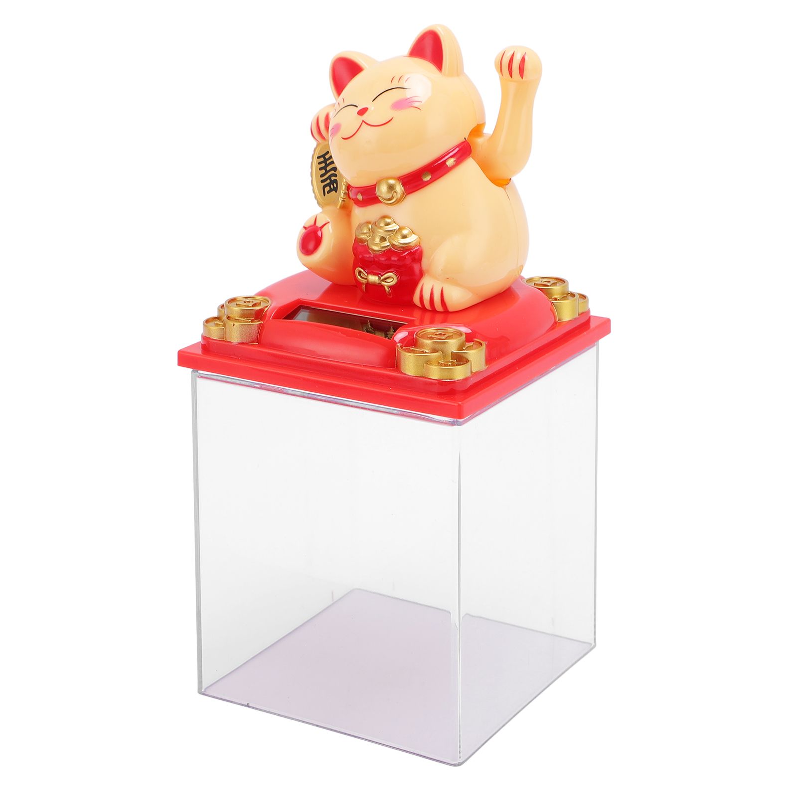 Solar Lucky Cat Statue Light Sensing Waving Arm Fortune Cat Ornament for Desk view 11