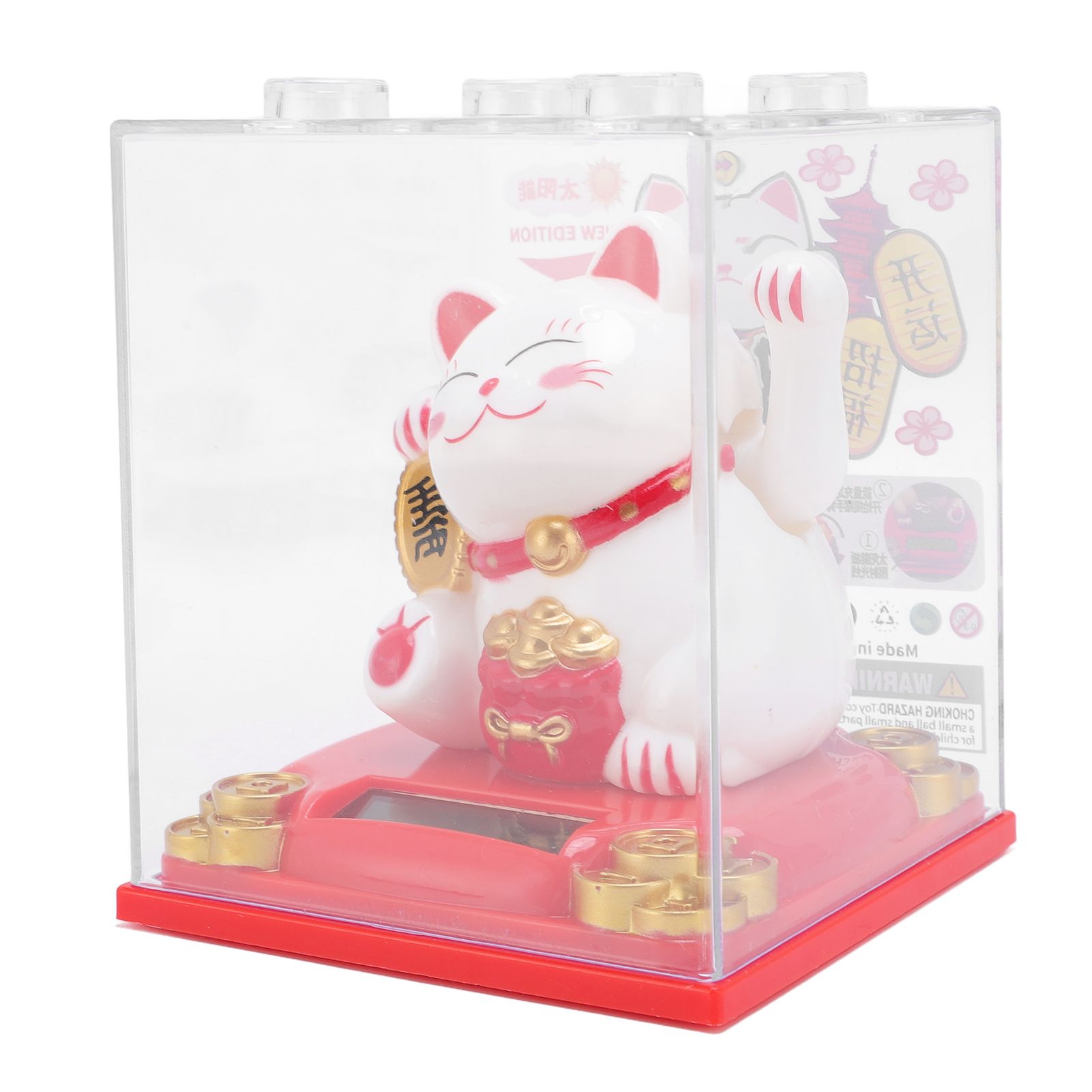 Solar Lucky Cat Statue Light Sensing Waving Arm Fortune Cat Ornament for Desk view 4