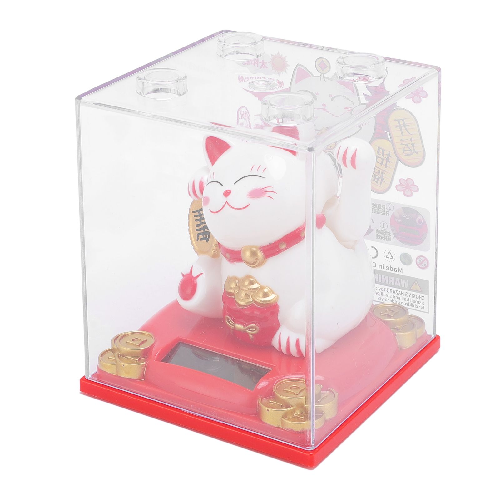 Solar Lucky Cat Statue Light Sensing Waving Arm Fortune Cat Ornament for Desk view 6