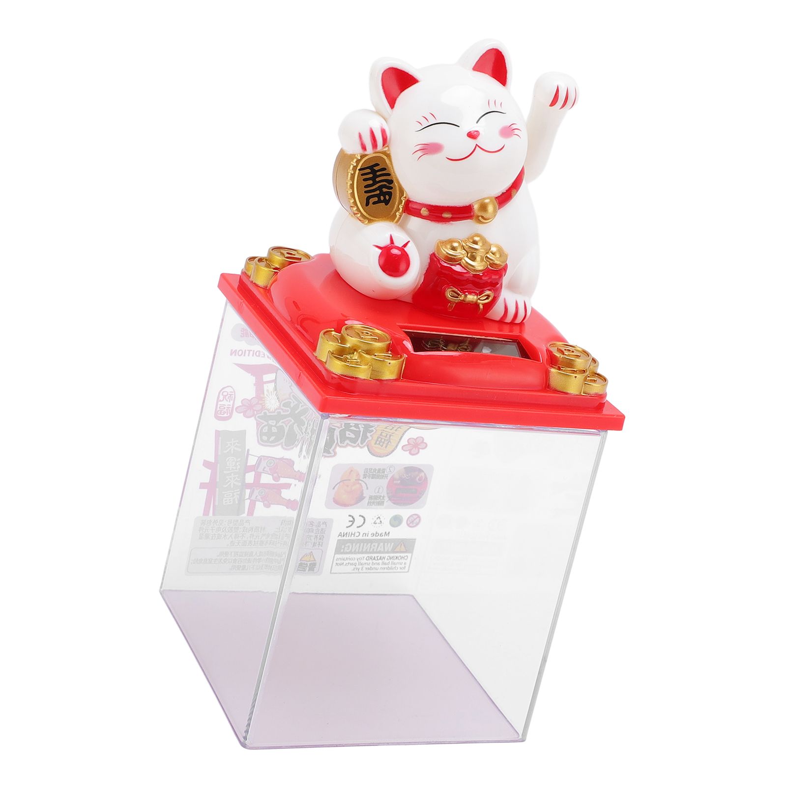 Solar Lucky Cat Statue Light Sensing Waving Arm Fortune Cat Ornament for Desk view 7