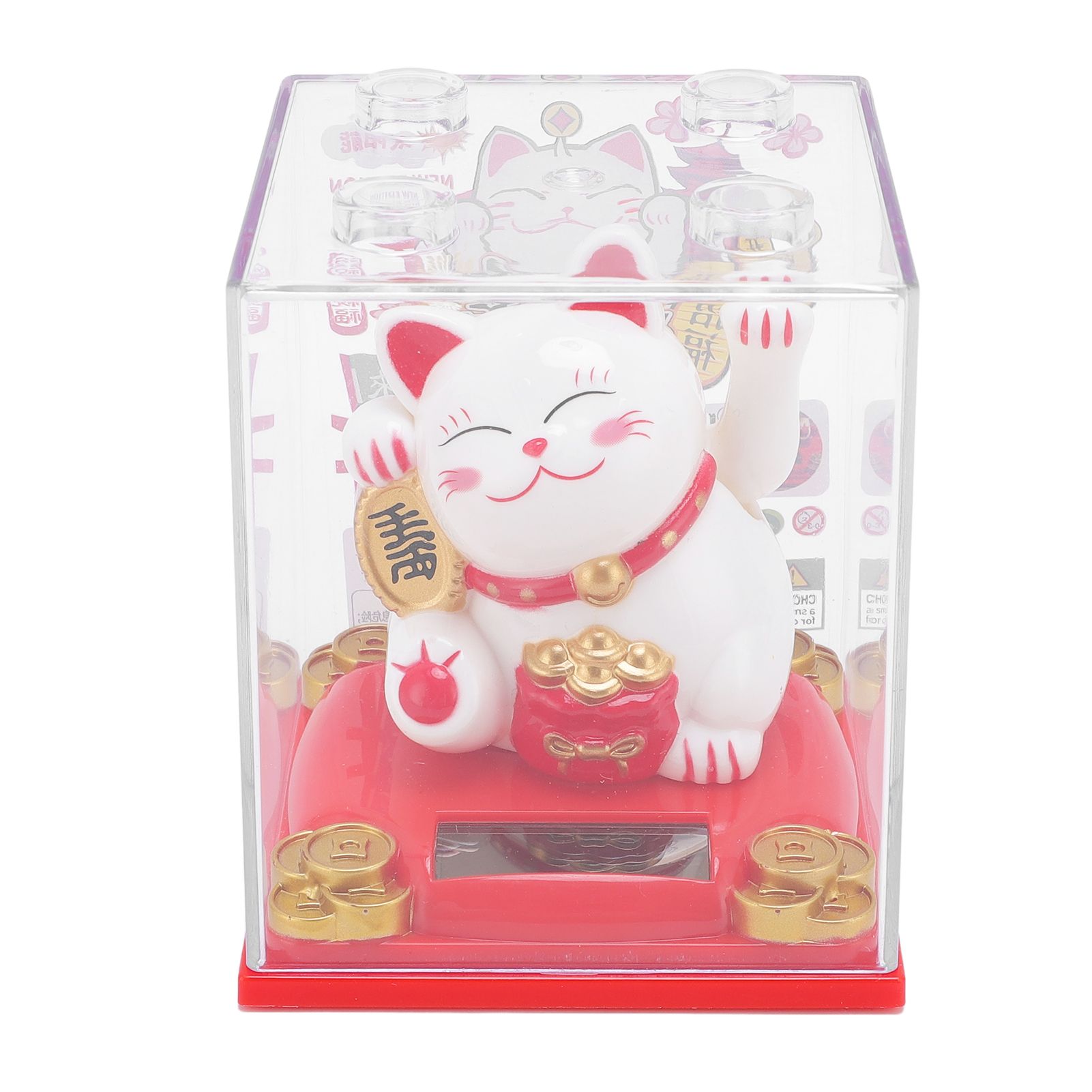Solar Lucky Cat Statue Light Sensing Waving Arm Fortune Cat Ornament for Desk view 9
