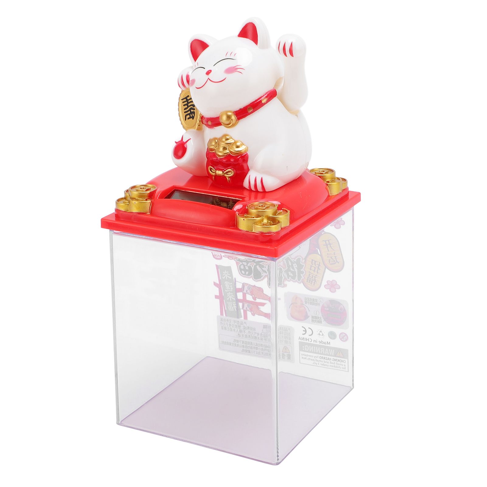Solar Lucky Cat Statue Light Sensing Waving Arm Fortune Cat Ornament for Desk view 10