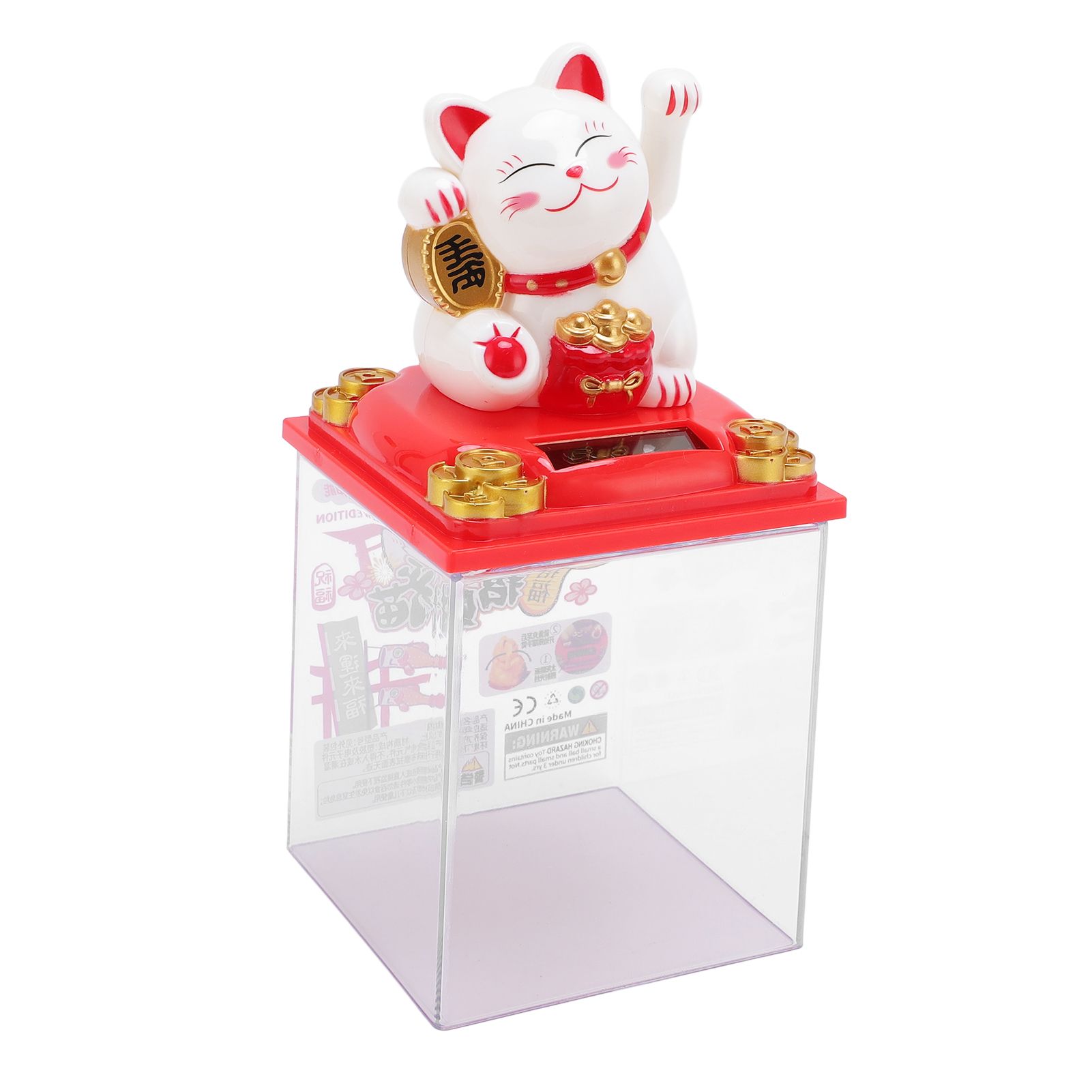 Solar Lucky Cat Statue Light Sensing Waving Arm Fortune Cat Ornament for Desk view 12