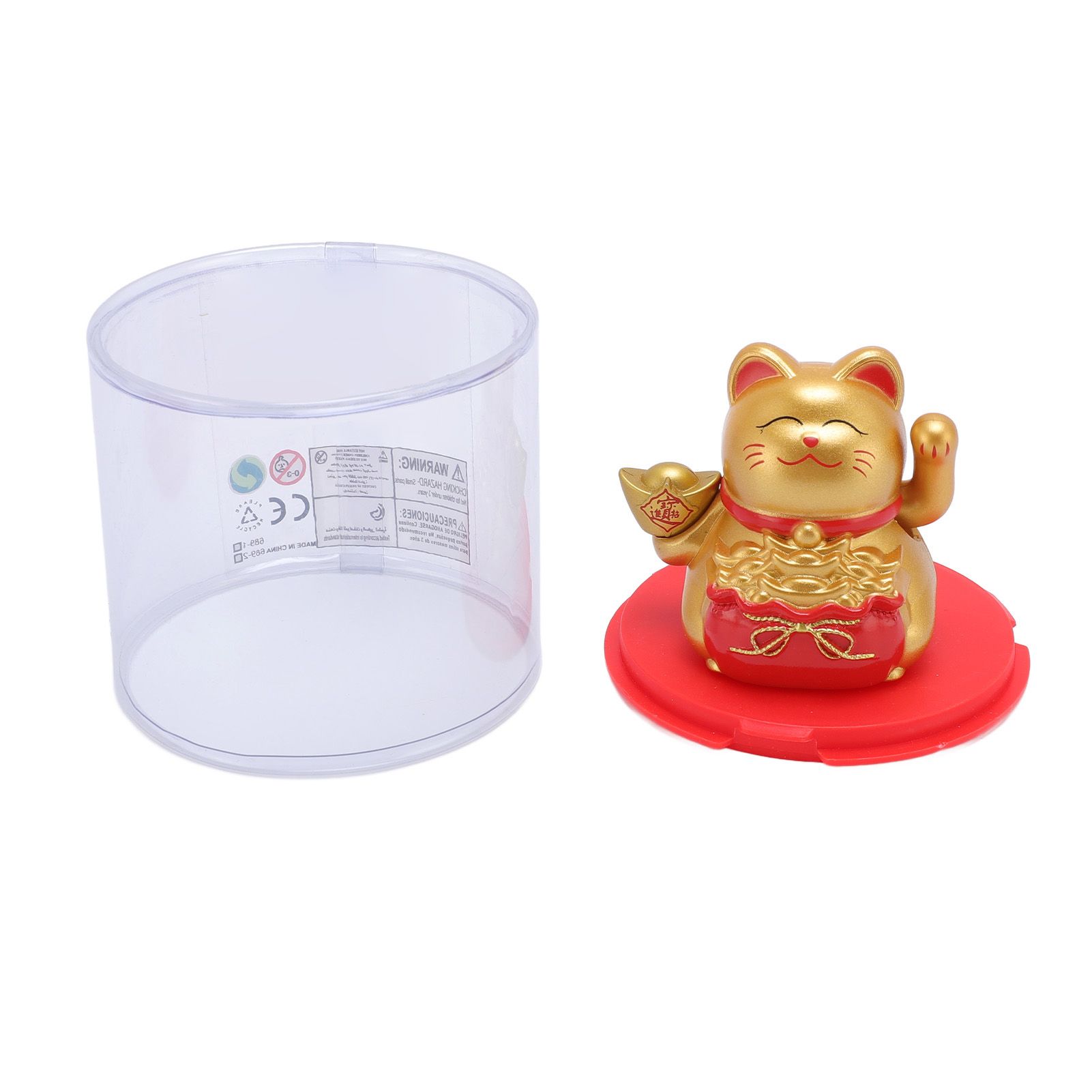 Feng Shui Lucky Cat Solar Powered Waving Maneki Neko Decoration Lucky Cat view 2