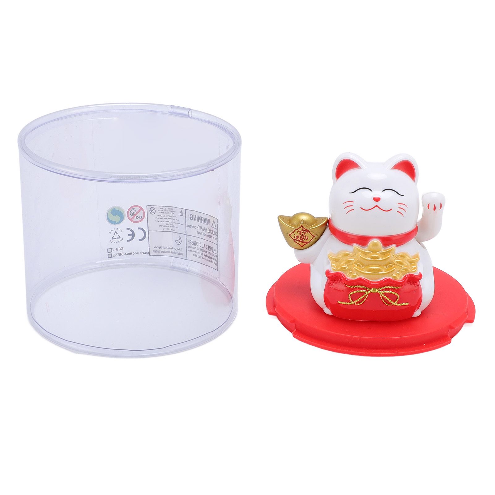Feng Shui Lucky Cat Solar Powered Waving Maneki Neko Decoration Lucky Cat view 5