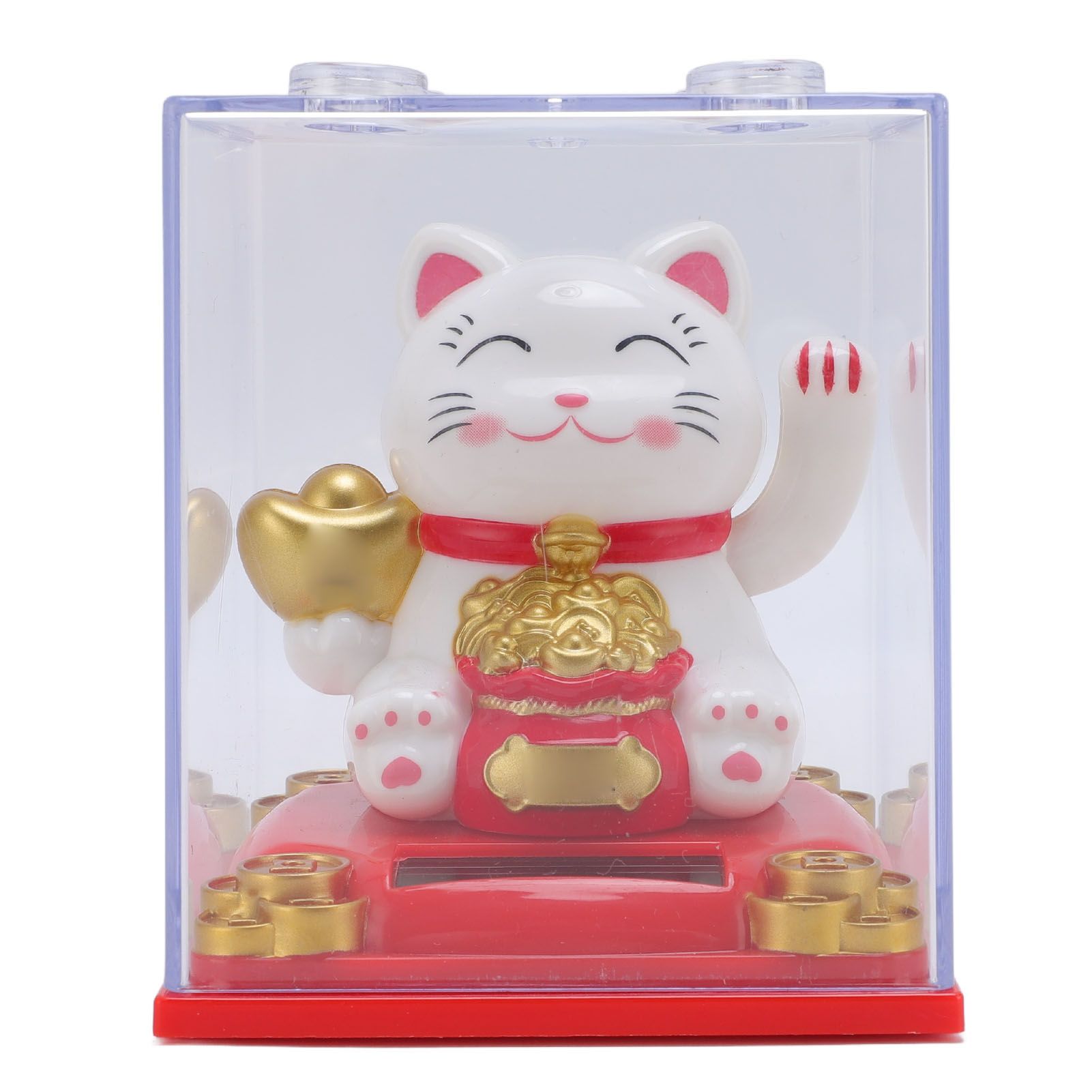Solar Waving Cat Light Sensing Automatic Waving Arm Lucky Cat Statue for view 3