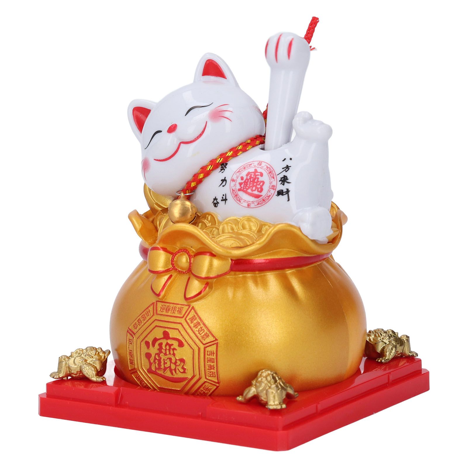 Lucky Cat Statue Solar Light Sensing Automatic Waving Arm Fortune Bag Cat view 4