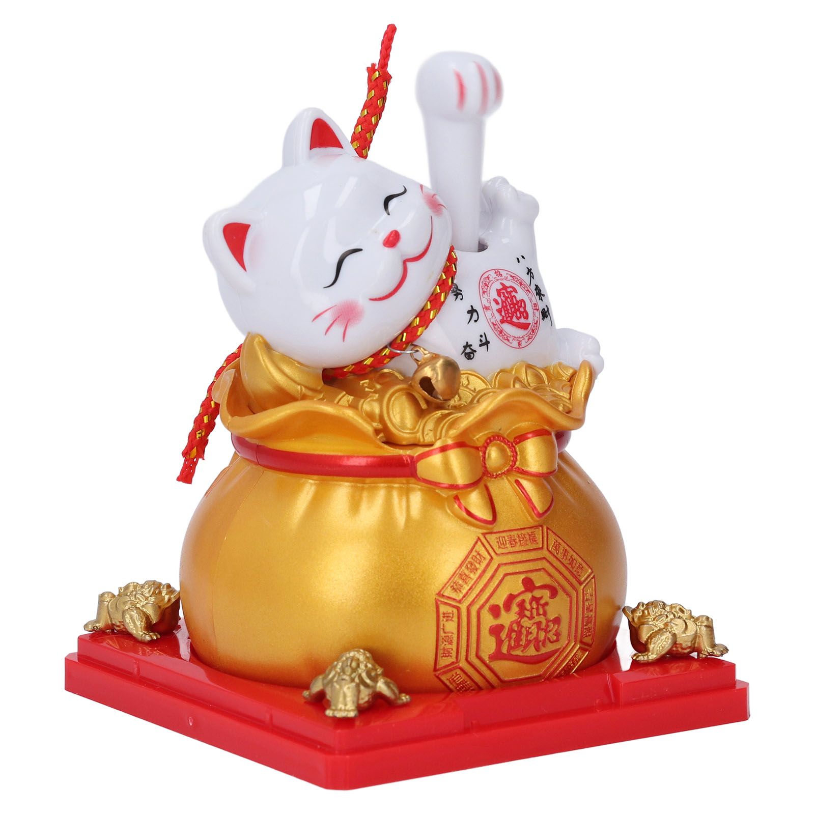 Lucky Cat Statue Solar Light Sensing Automatic Waving Arm Fortune Bag Cat view 6