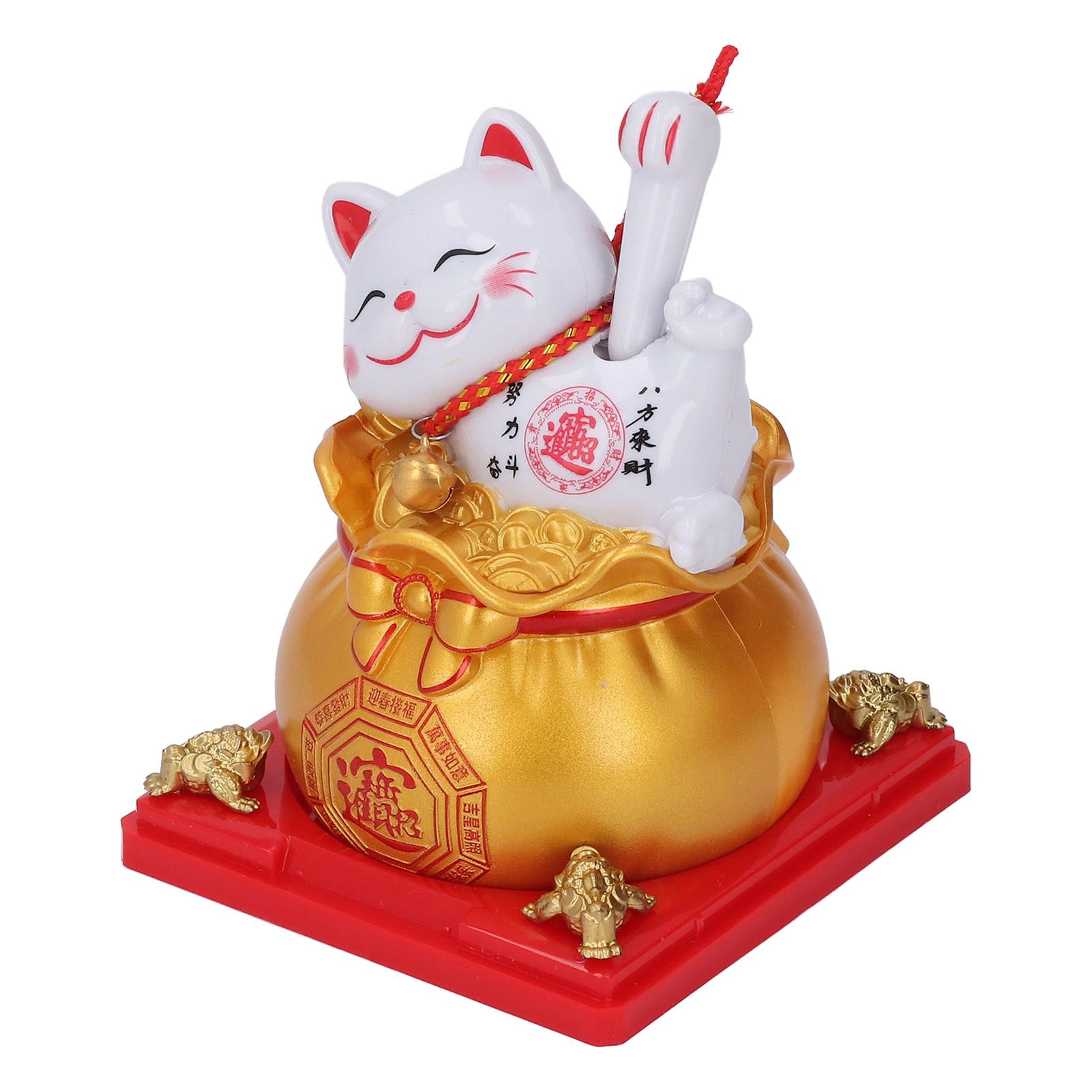 Lucky Cat Statue Solar Light Sensing Automatic Waving Arm Fortune Bag Cat view 8