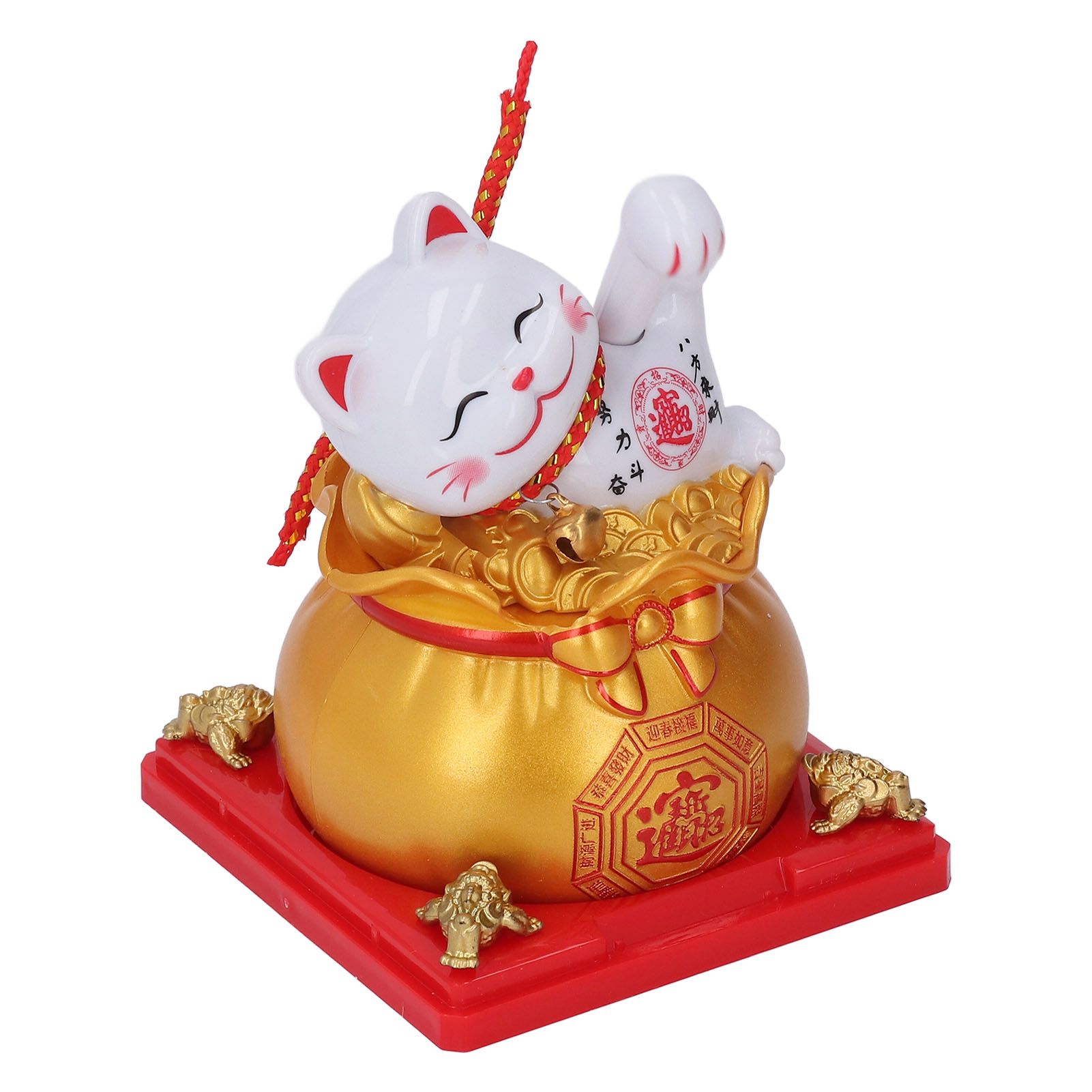 Lucky Cat Statue Solar Light Sensing Automatic Waving Arm Fortune Bag Cat view 9