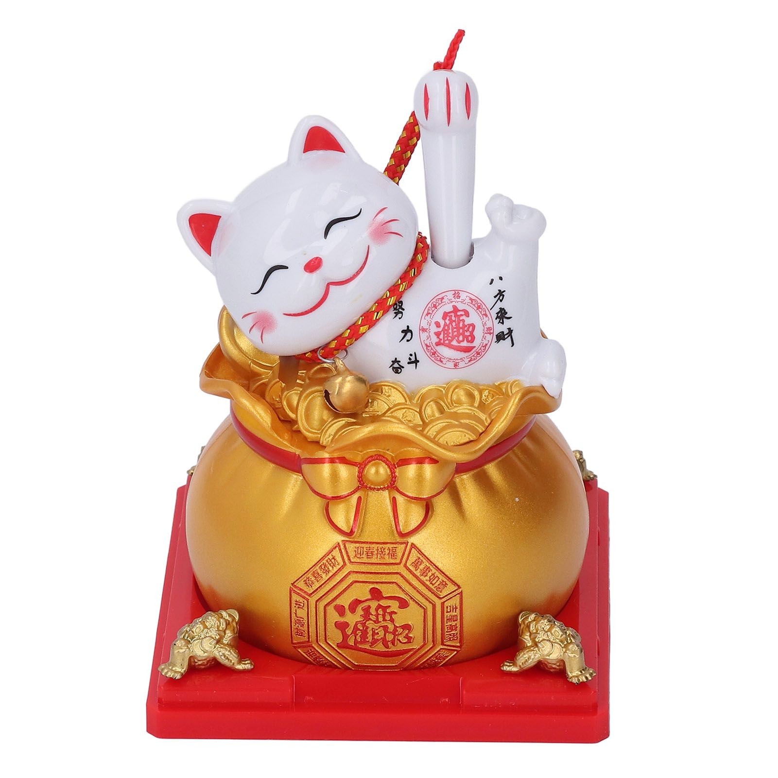 Lucky Cat Statue Solar Light Sensing Automatic Waving Arm Fortune Bag Cat view 10