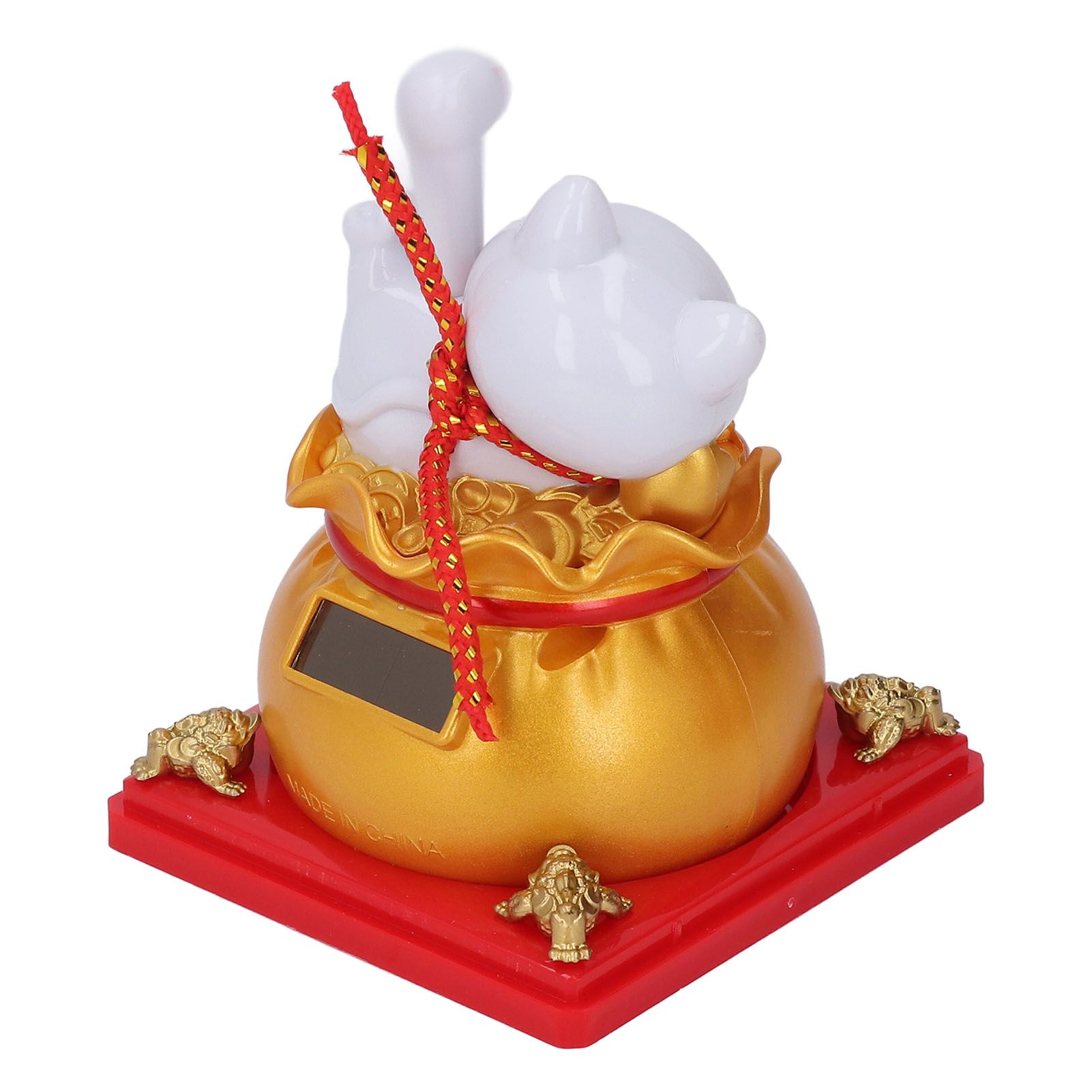 Lucky Cat Statue Solar Light Sensing Automatic Waving Arm Fortune Bag Cat view 11