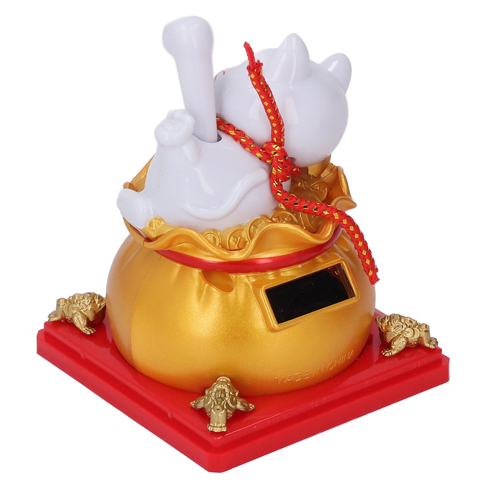 Lucky Cat Statue Solar Light Sensing Automatic Waving Arm Fortune Bag Cat view 12