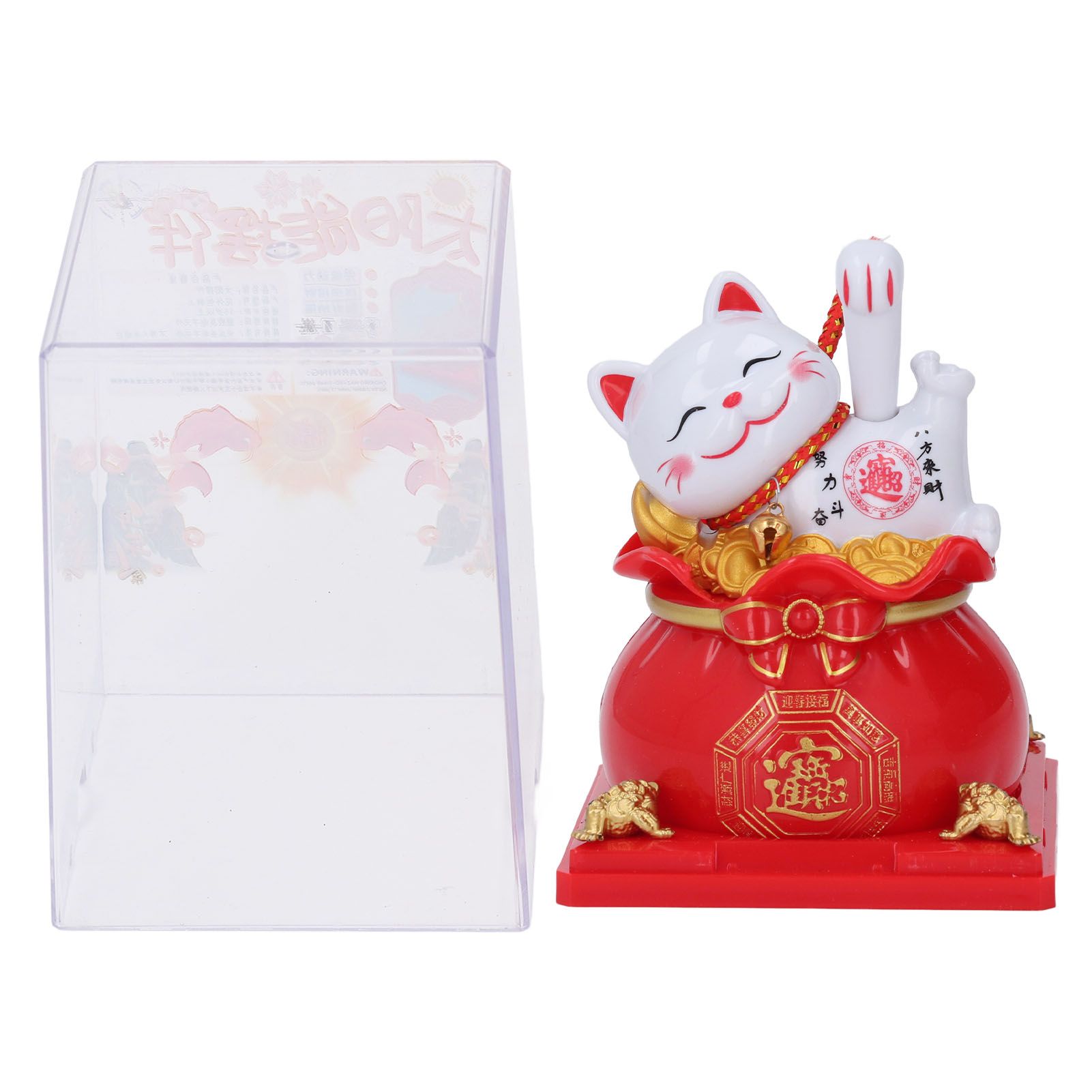 Lucky Cat Statue Solar Light Sensing Automatic Waving Arm Fortune Bag Cat view 3