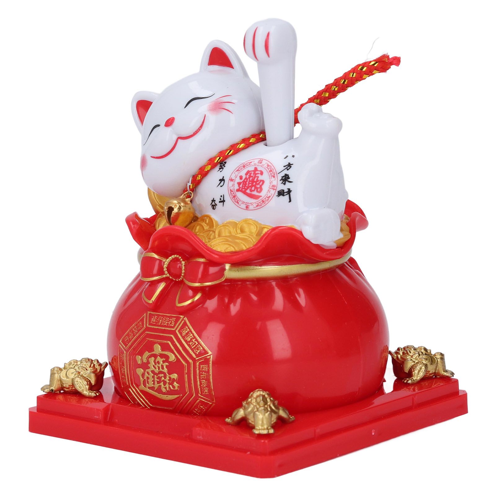Lucky Cat Statue Solar Light Sensing Automatic Waving Arm Fortune Bag Cat view 4