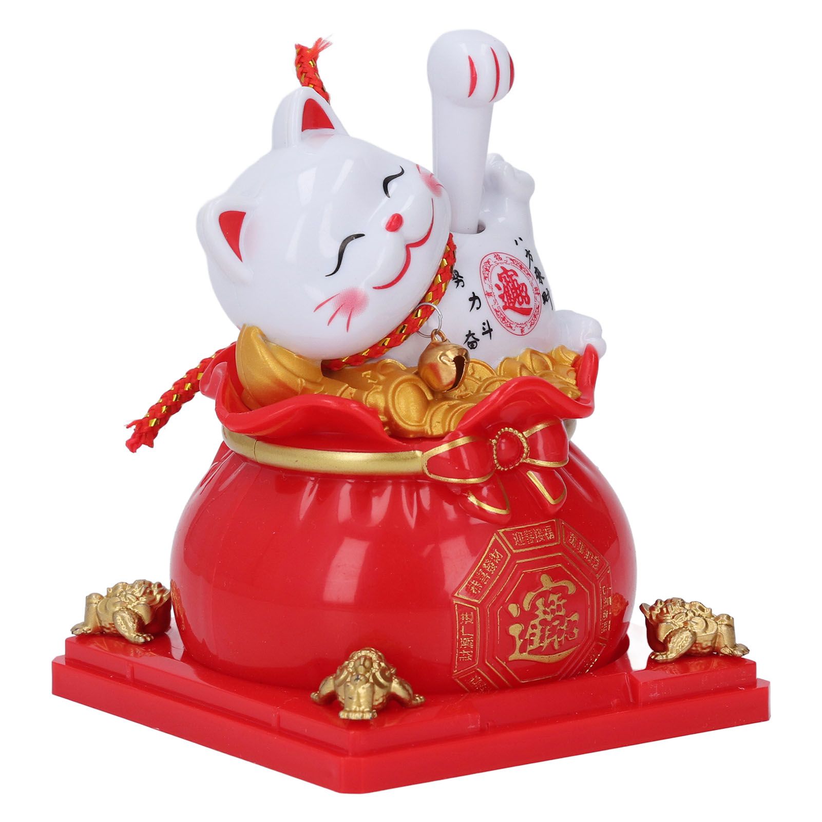 Lucky Cat Statue Solar Light Sensing Automatic Waving Arm Fortune Bag Cat view 6