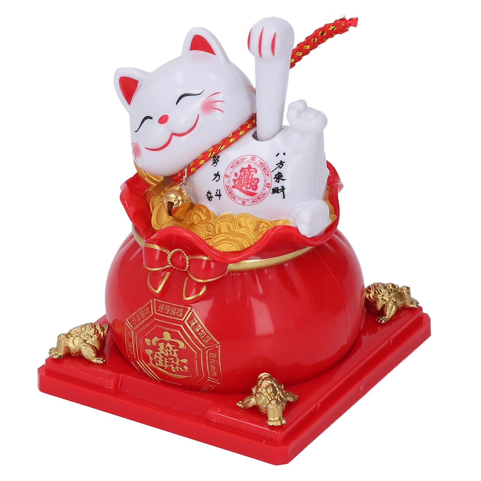 Lucky Cat Statue Solar Light Sensing Automatic Waving Arm Fortune Bag Cat view 8