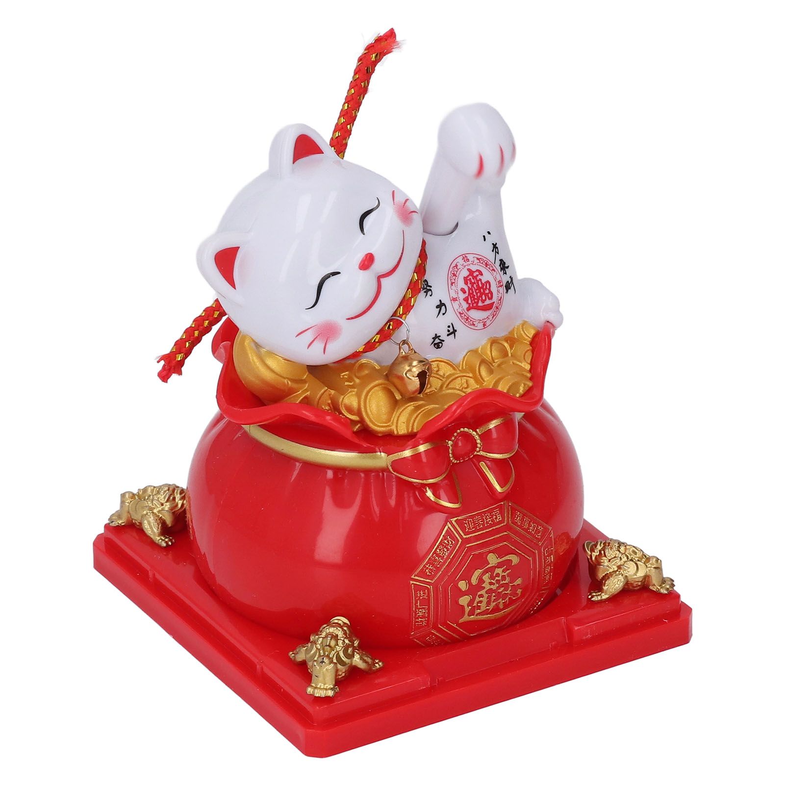 Lucky Cat Statue Solar Light Sensing Automatic Waving Arm Fortune Bag Cat view 9