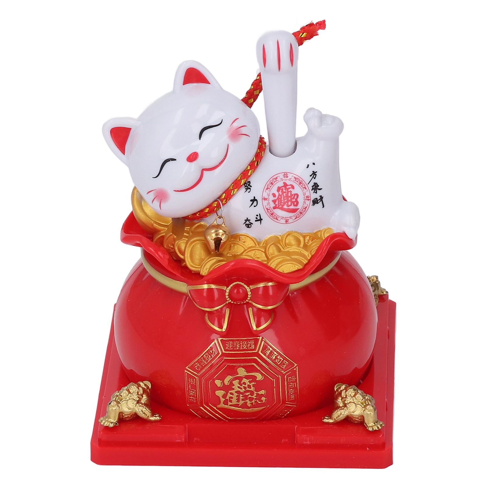 Lucky Cat Statue Solar Light Sensing Automatic Waving Arm Fortune Bag Cat view 10