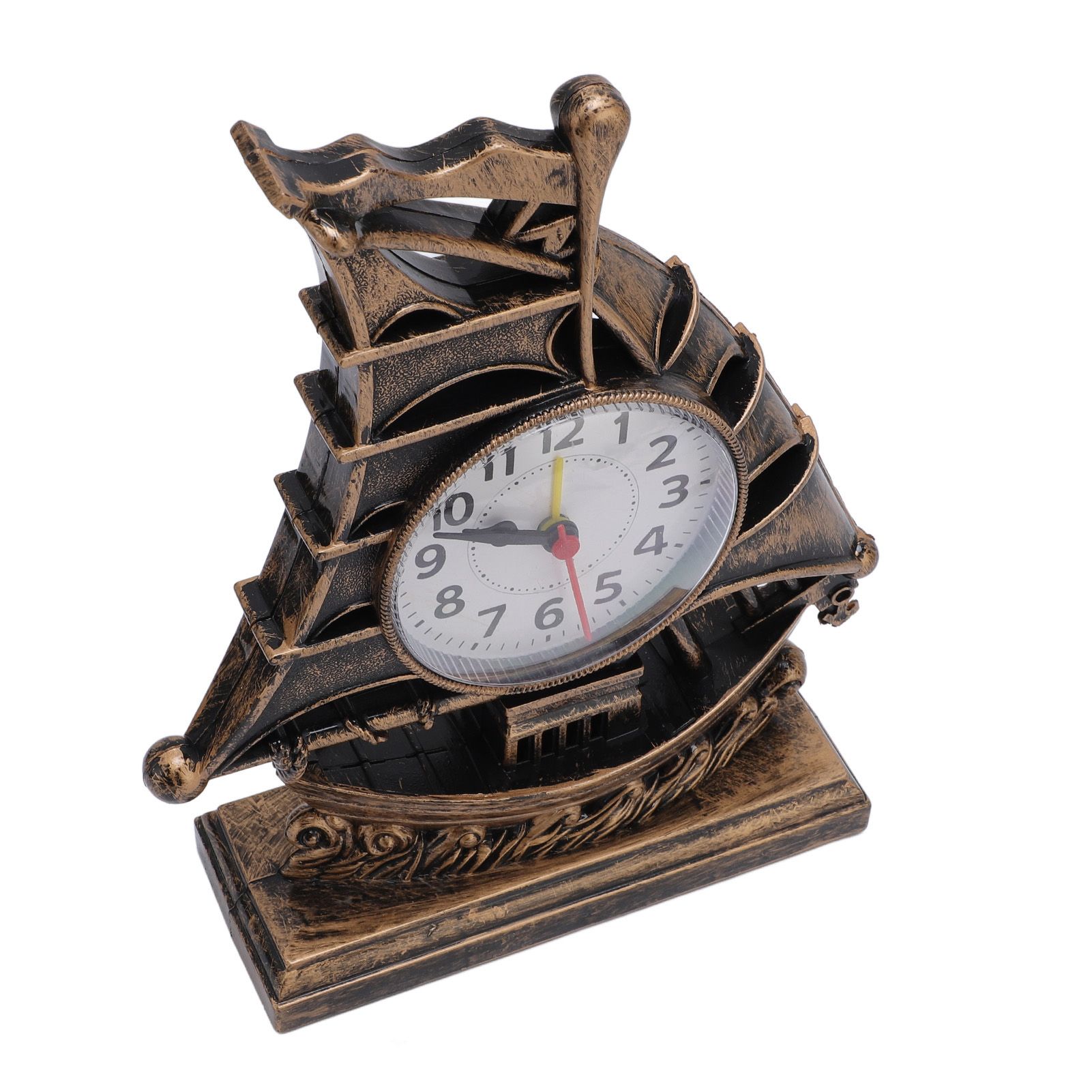Sailboat Figurine Clock Antique Decorative Easy To Maintain Boat Figurine Time — image 1